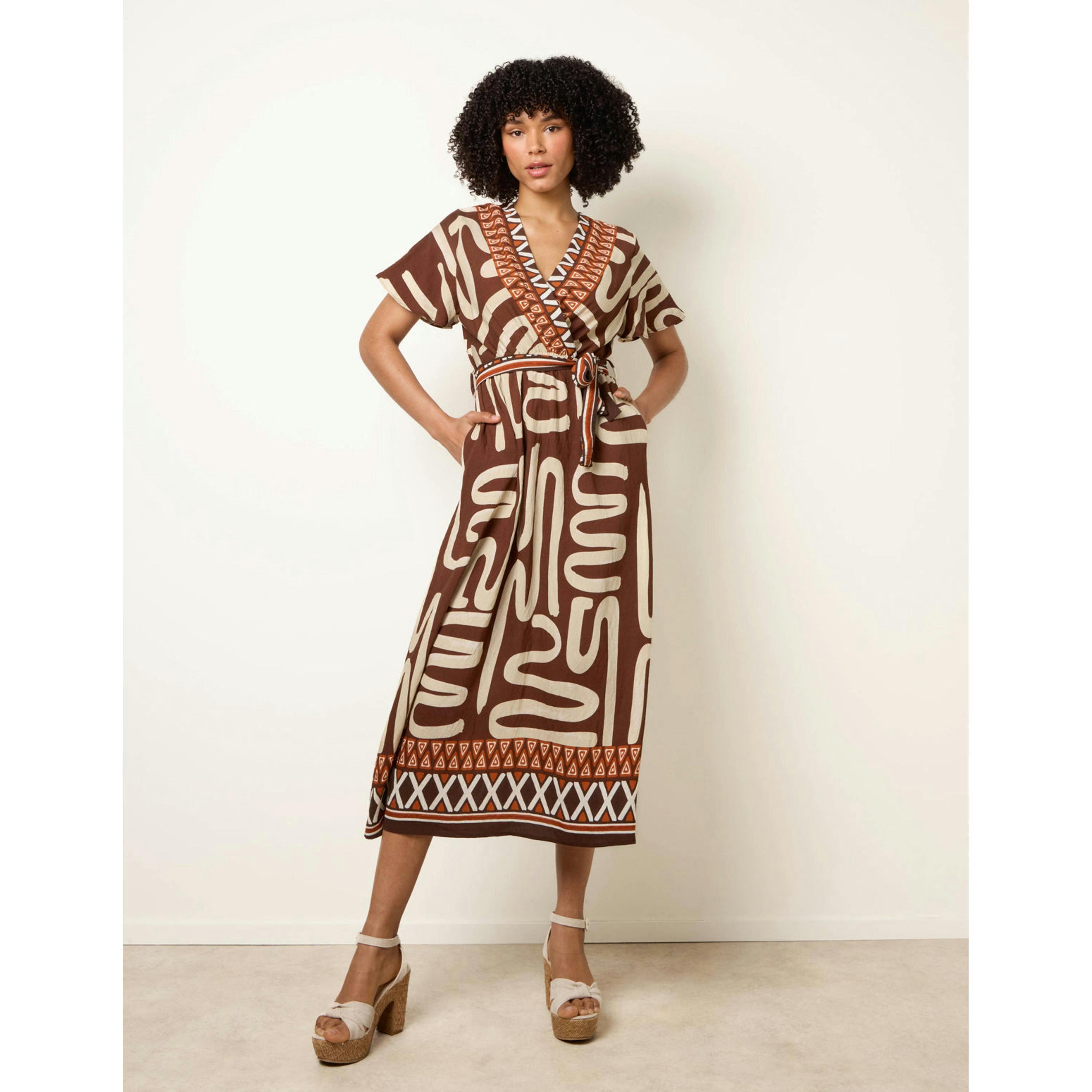 Blue Vanilla Dress With Abstract Print   in  Brown , view 1 of 4