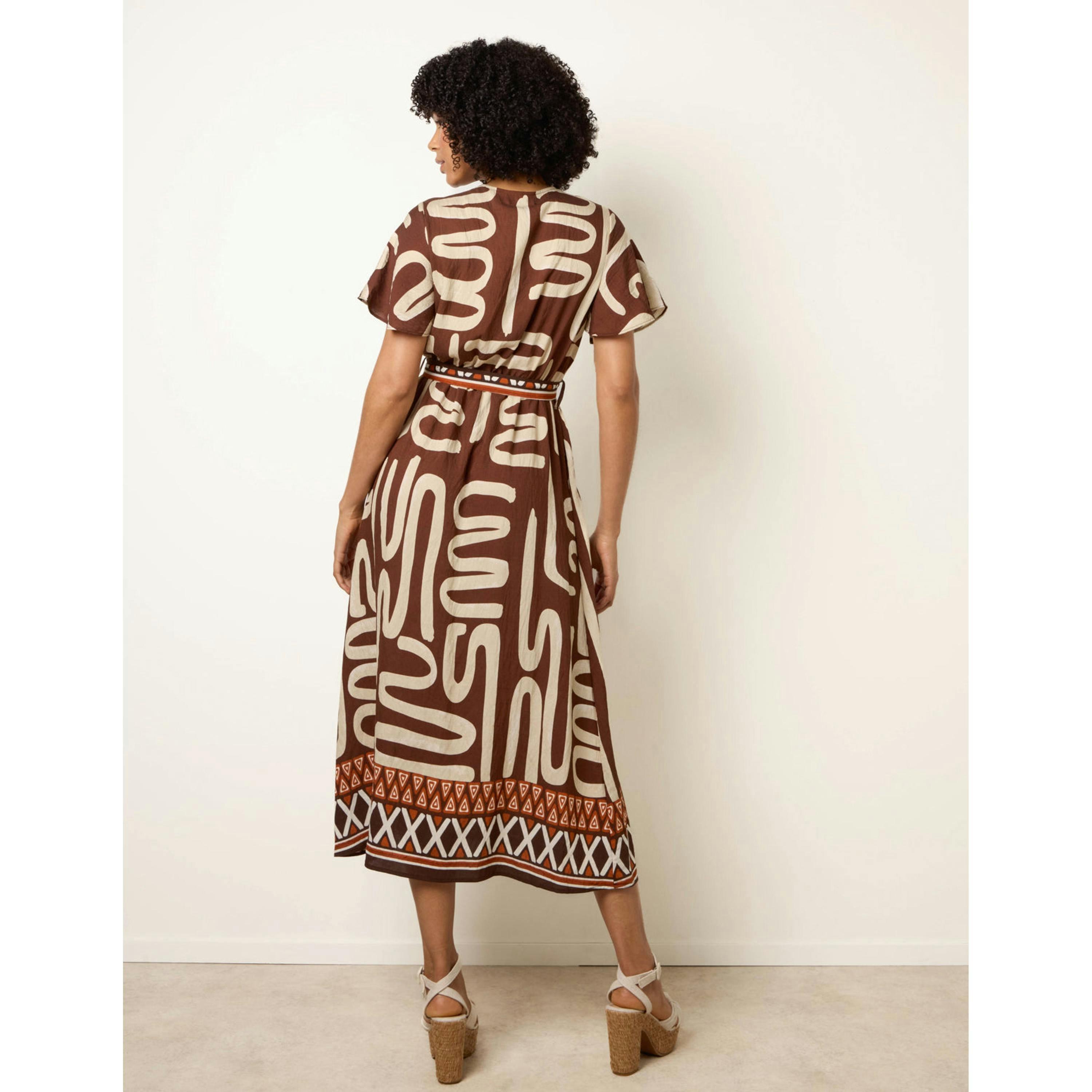 Blue Vanilla Dress With Abstract Print  in Brown , view 2 of 4