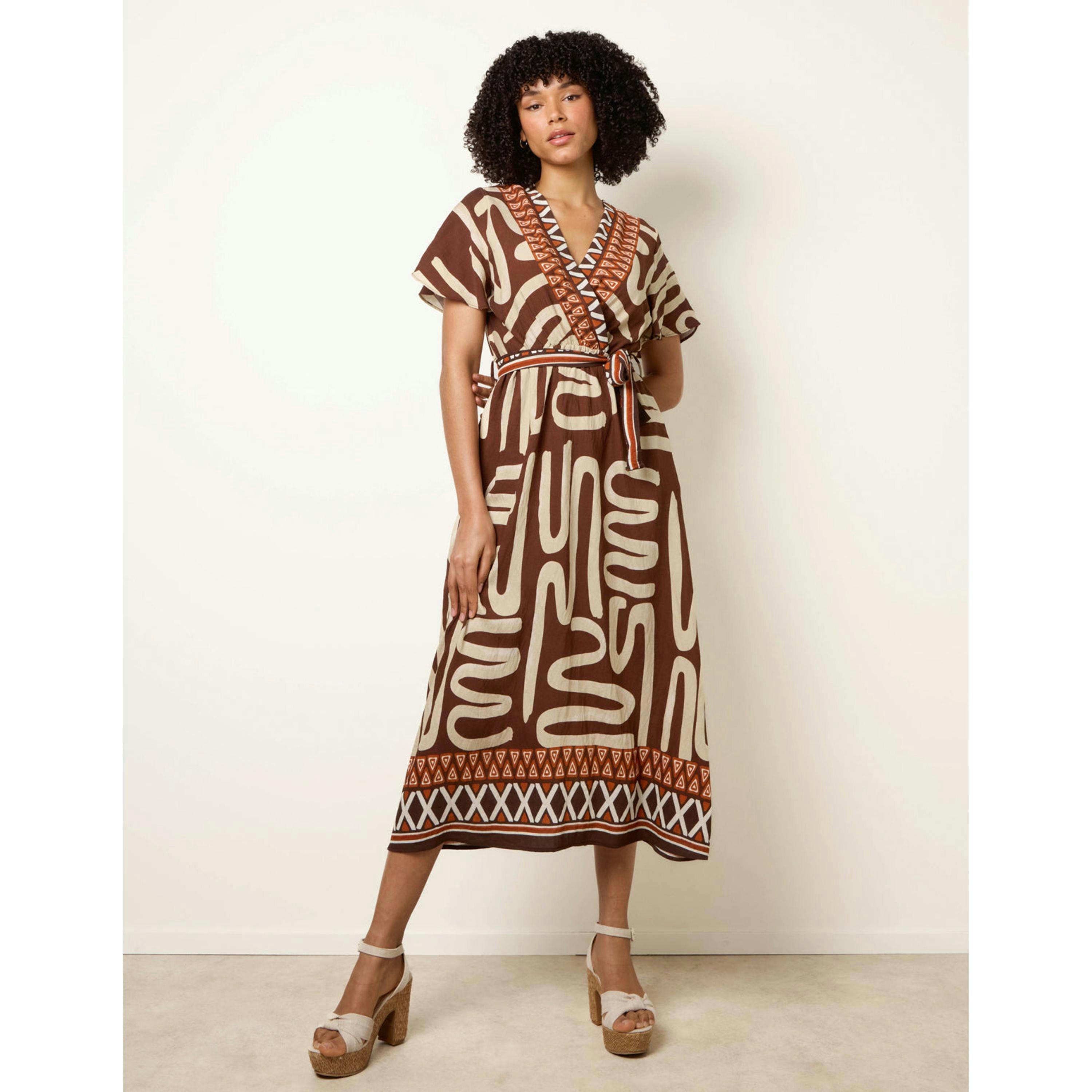 Blue Vanilla Dress With Abstract Print  in Brown , view 4 of 4