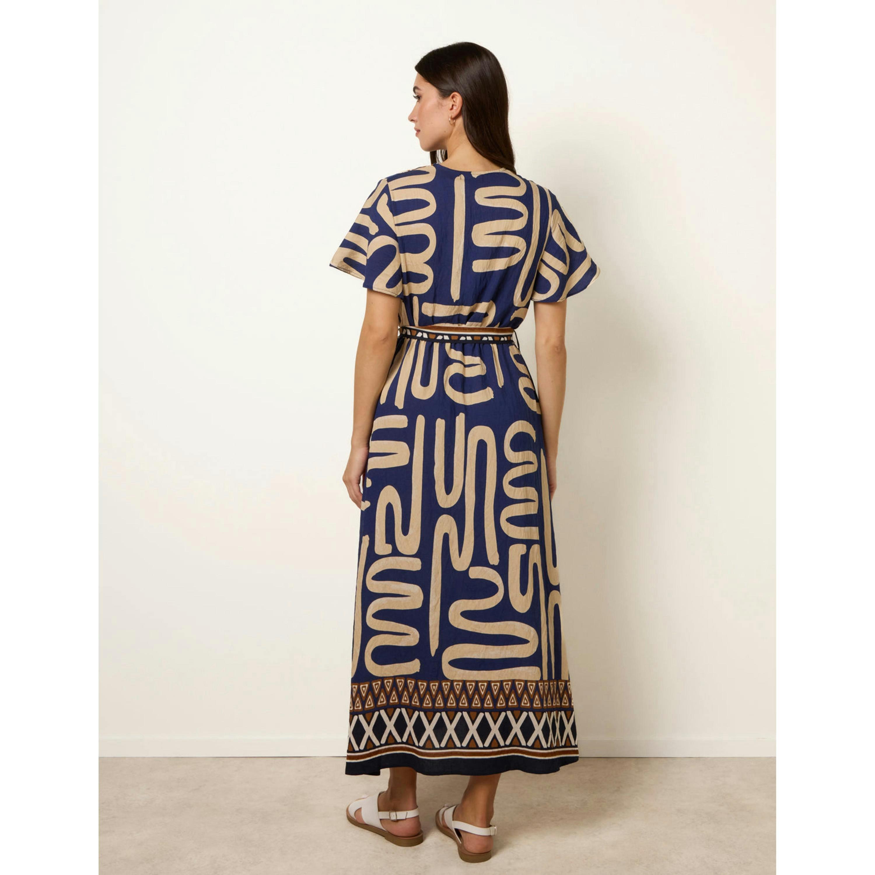 Blue Vanilla Dress With Abstract Print  in Navy , view 2 of 4