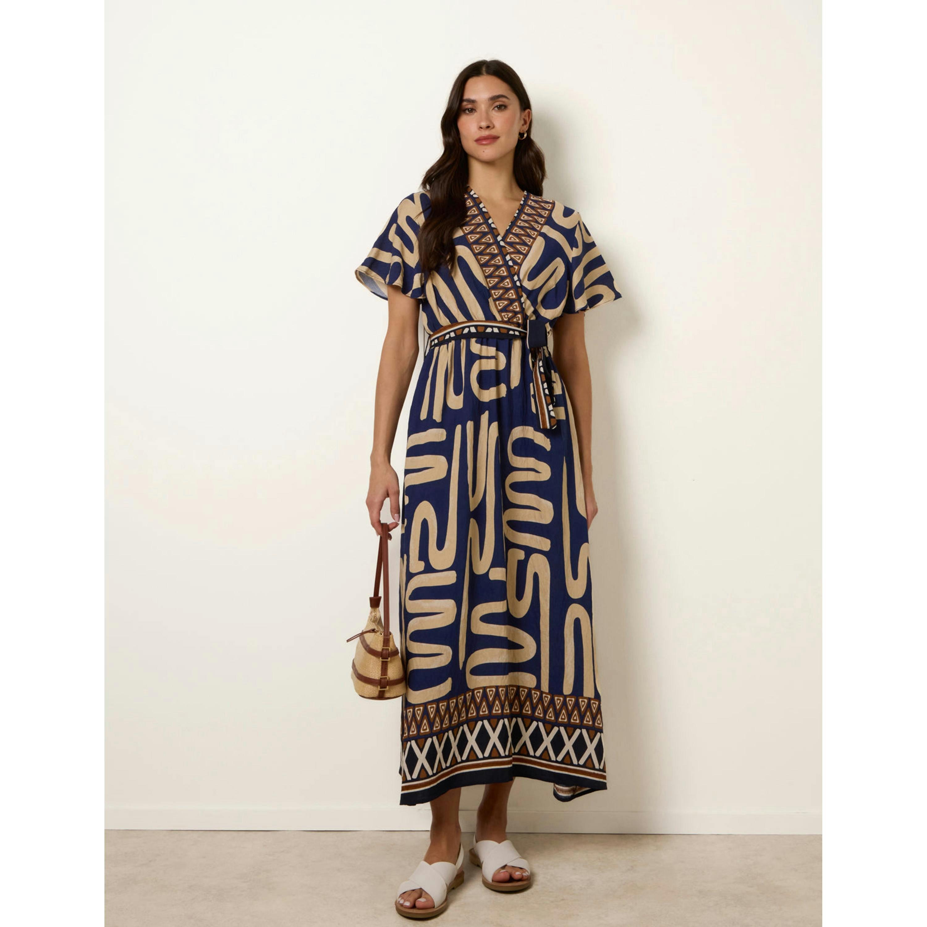 Blue Vanilla Dress With Abstract Print  in Navy , view 4 of 4