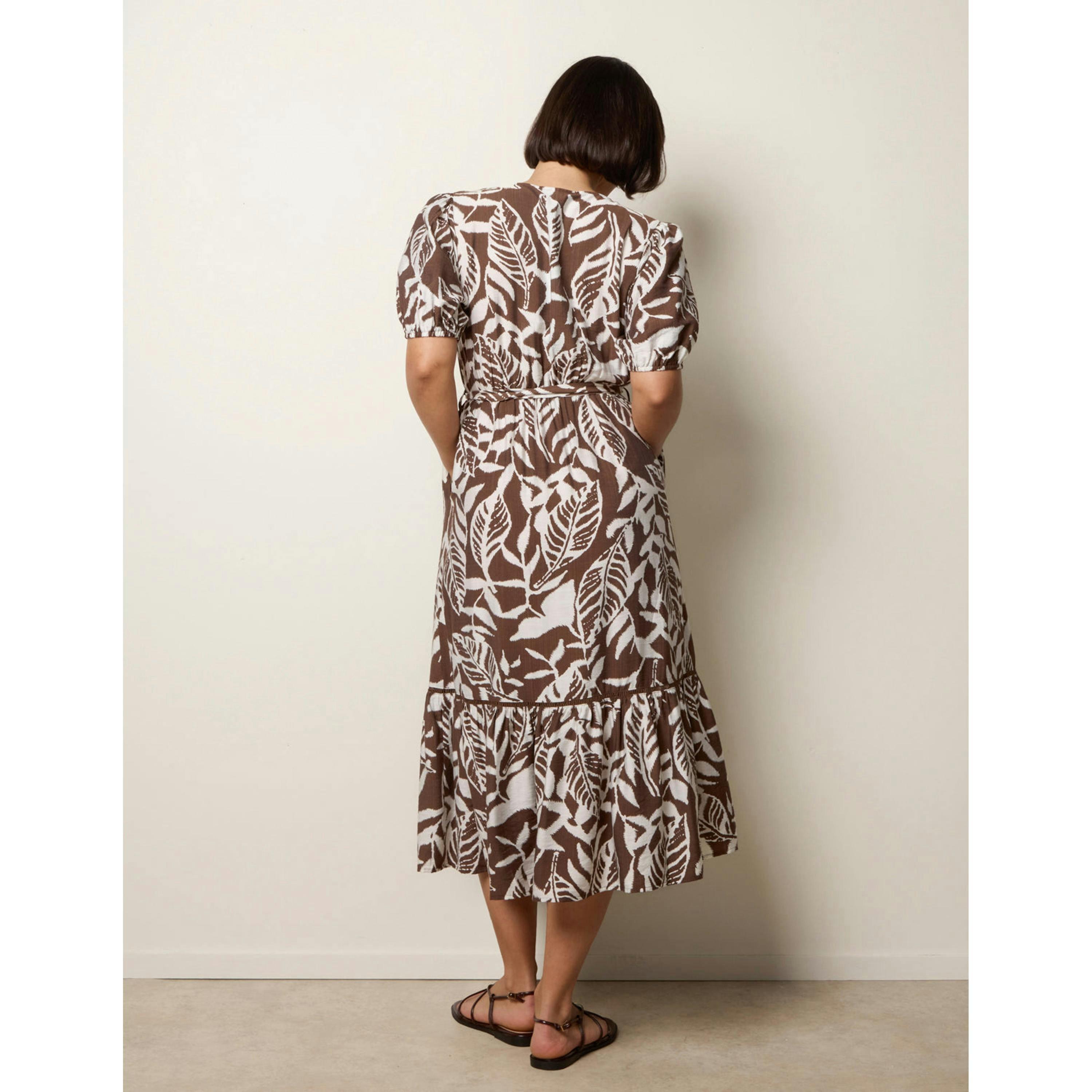 Blue Vanilla Coconut Button Belted Midi Dress  in Brown , view 2 of 4