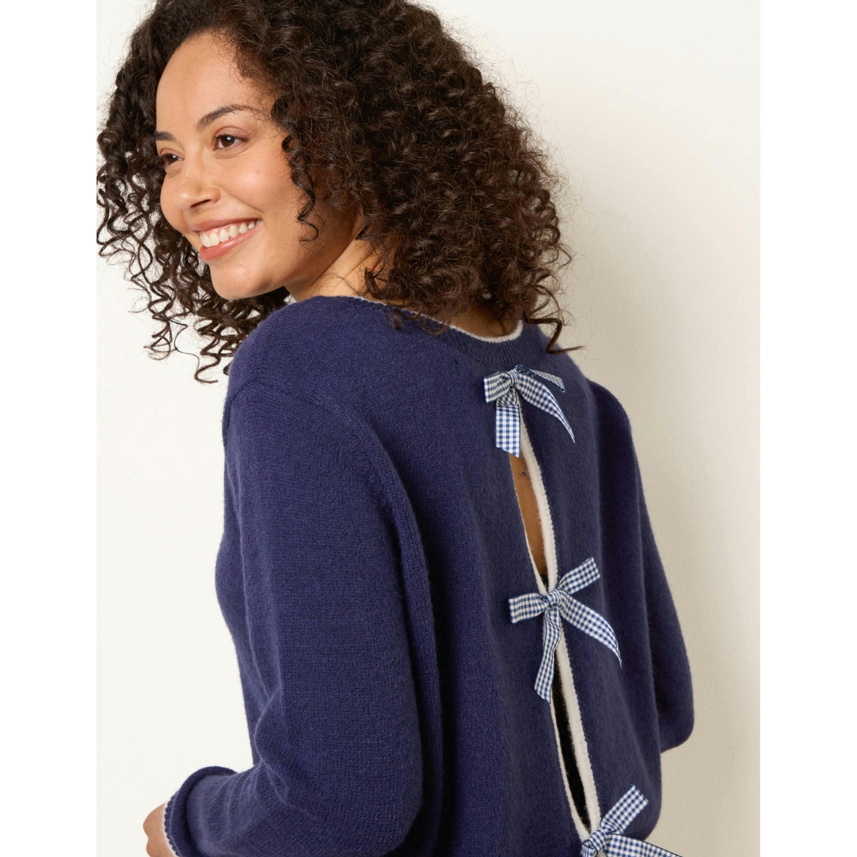 Blue Vanilla Back Bow Jumper  in Navy , view 3 of 4