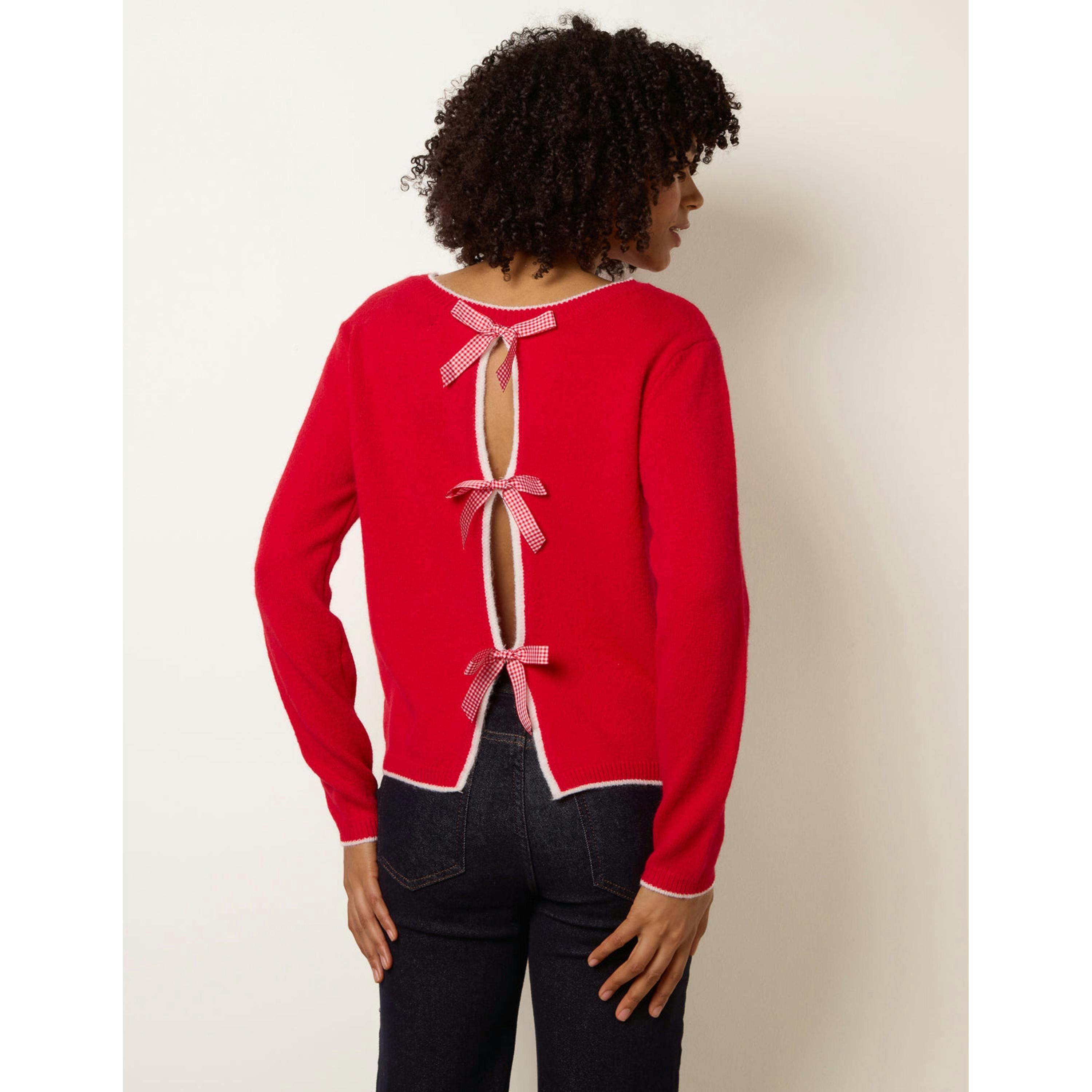 Blue Vanilla Back Bow Jumper  in Red , view 2 of 4