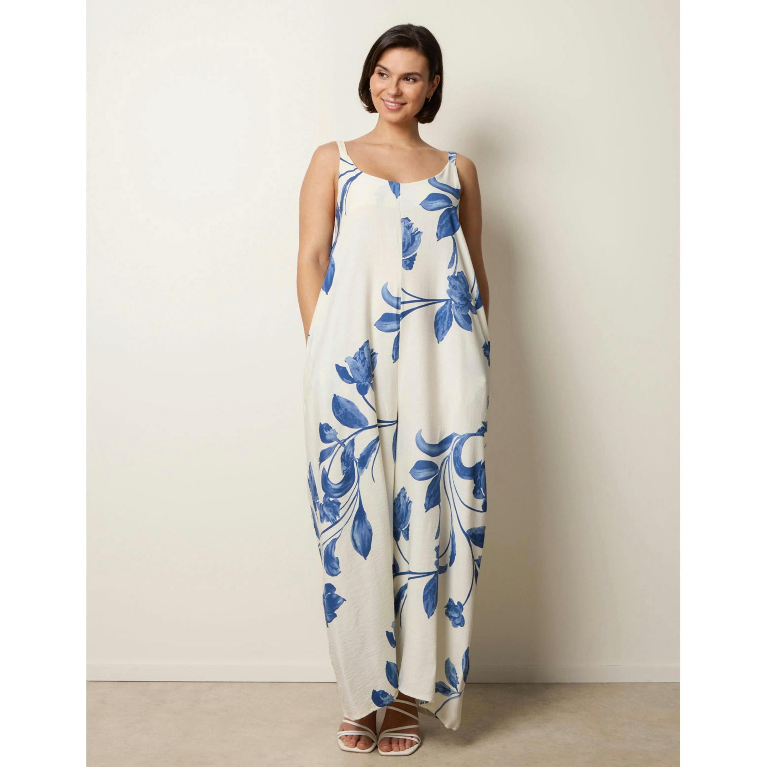 Blue Vanilla Floral Print Wide Leg Jumpsuit   in  Blue , view 1 of 4