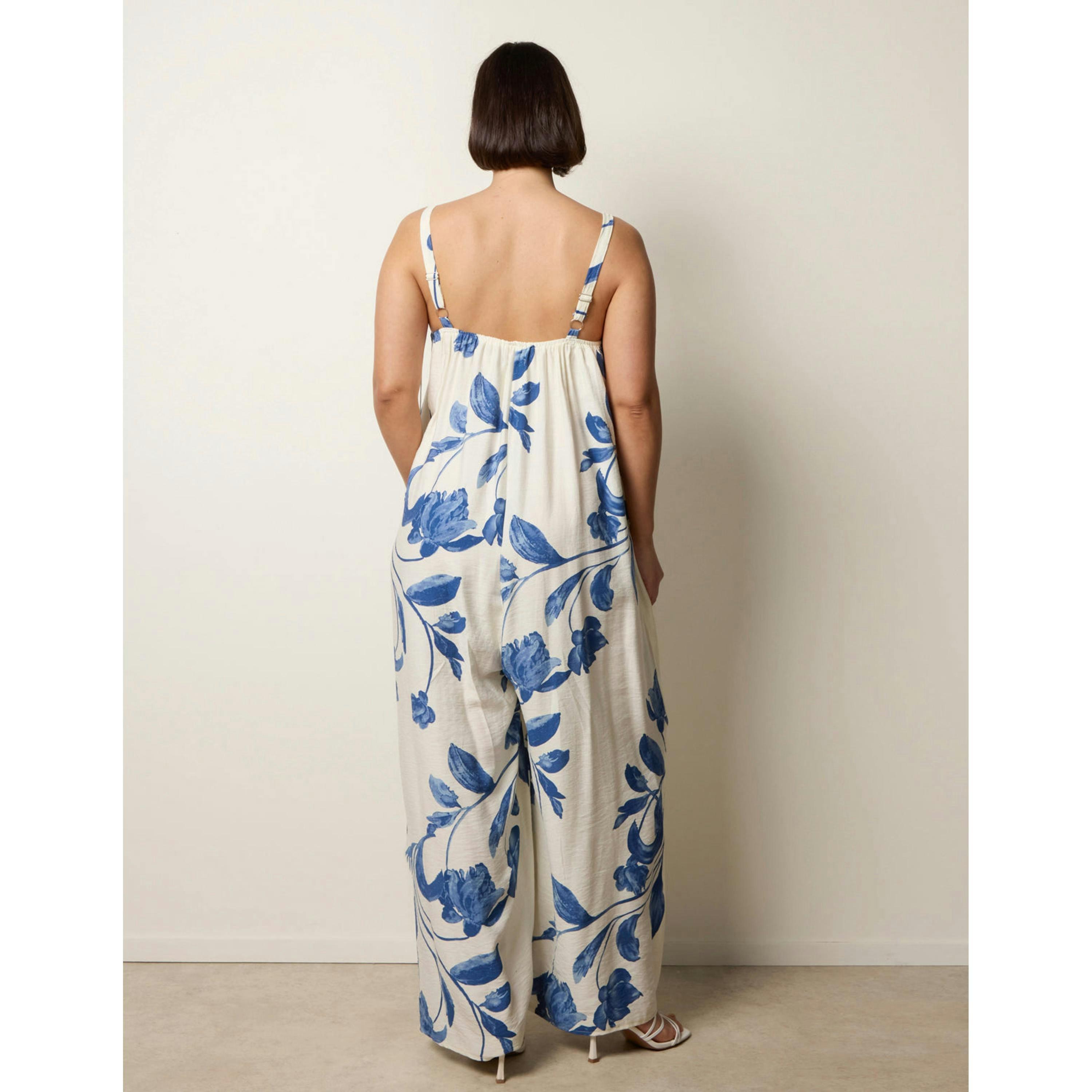 Blue Vanilla Floral Print Wide Leg Jumpsuit  in Blue , view 2 of 4