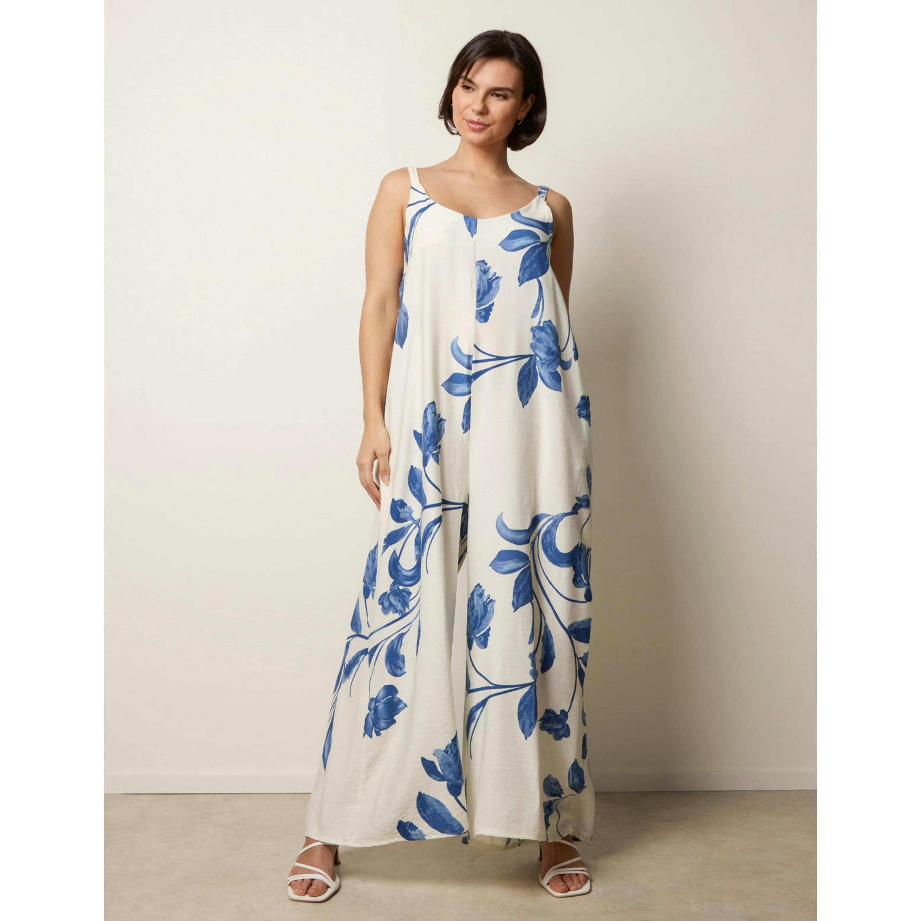 Blue Vanilla Floral Print Wide Leg Jumpsuit  in Blue , view 3 of 4