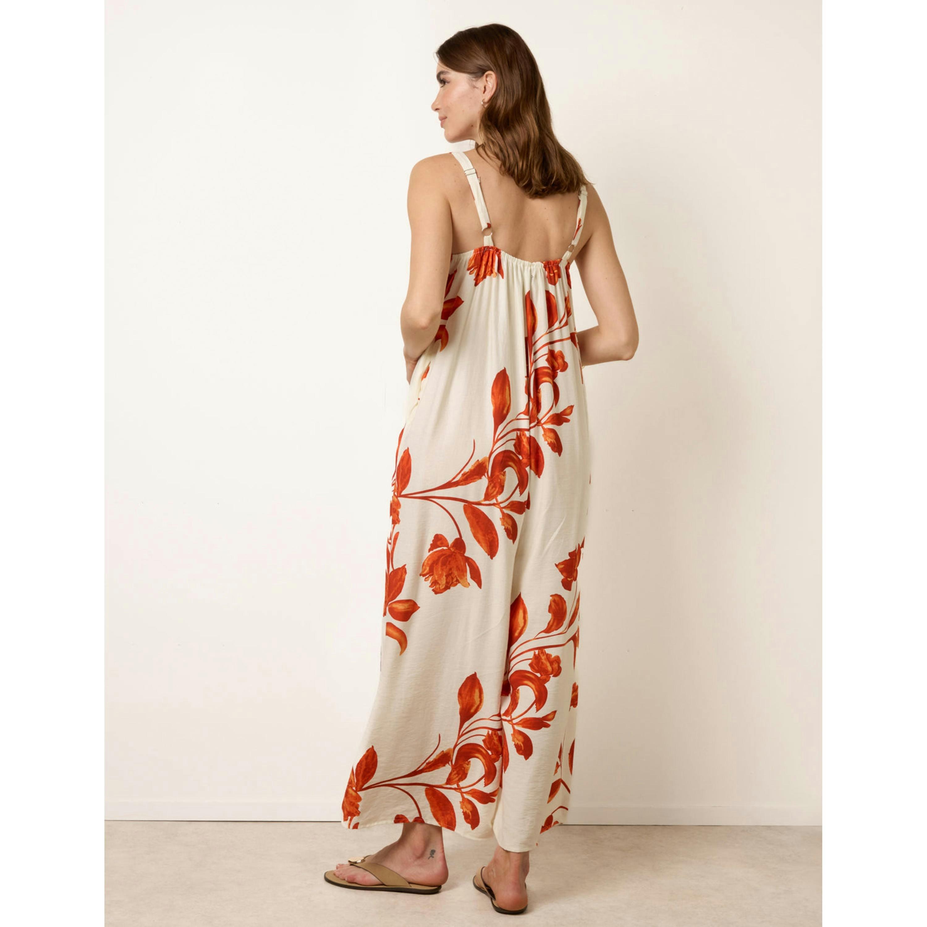 Blue Vanilla Floral Print Wide Leg Jumpsuit  in Orange , view 2 of 4