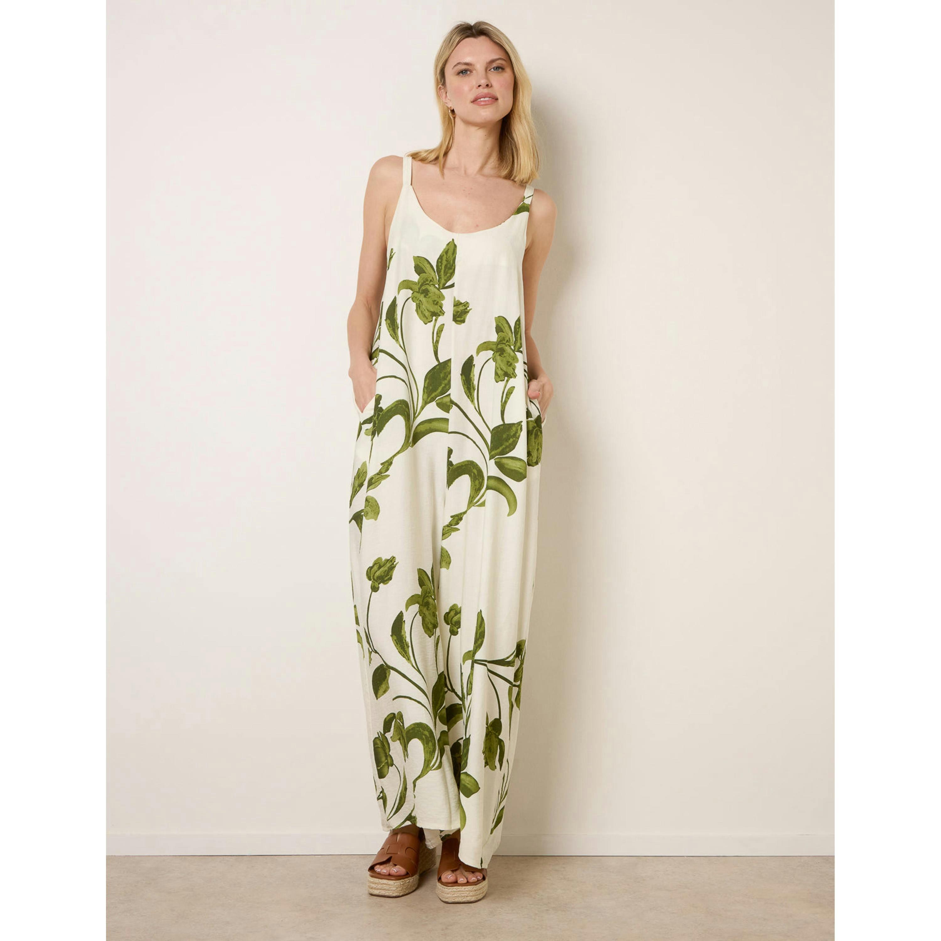 Blue Vanilla Floral Print Wide Leg Jumpsuit   in  Green , view 1 of 4