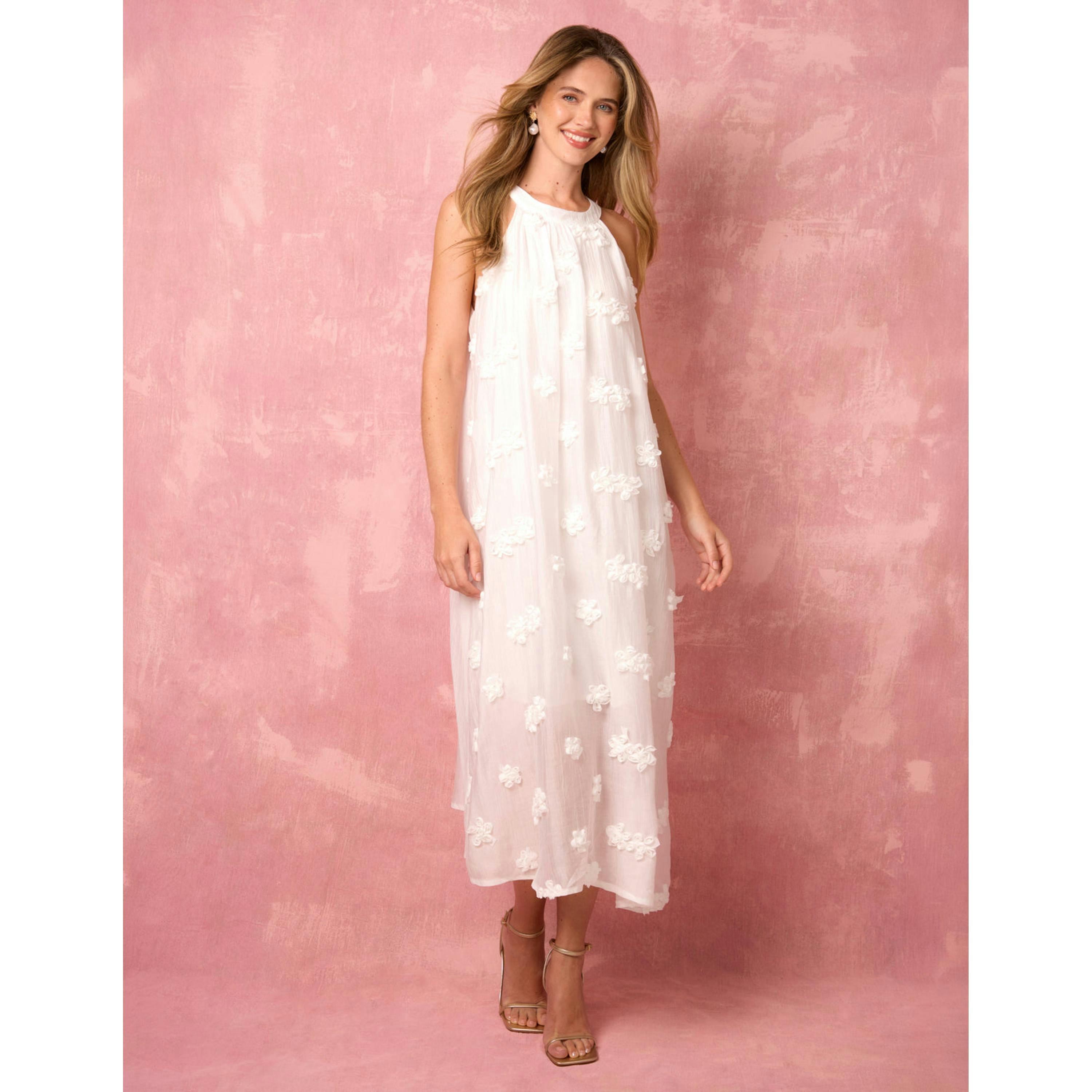 Blue Vanilla 3D Floral Dress  in Ivory , view 6 of 6