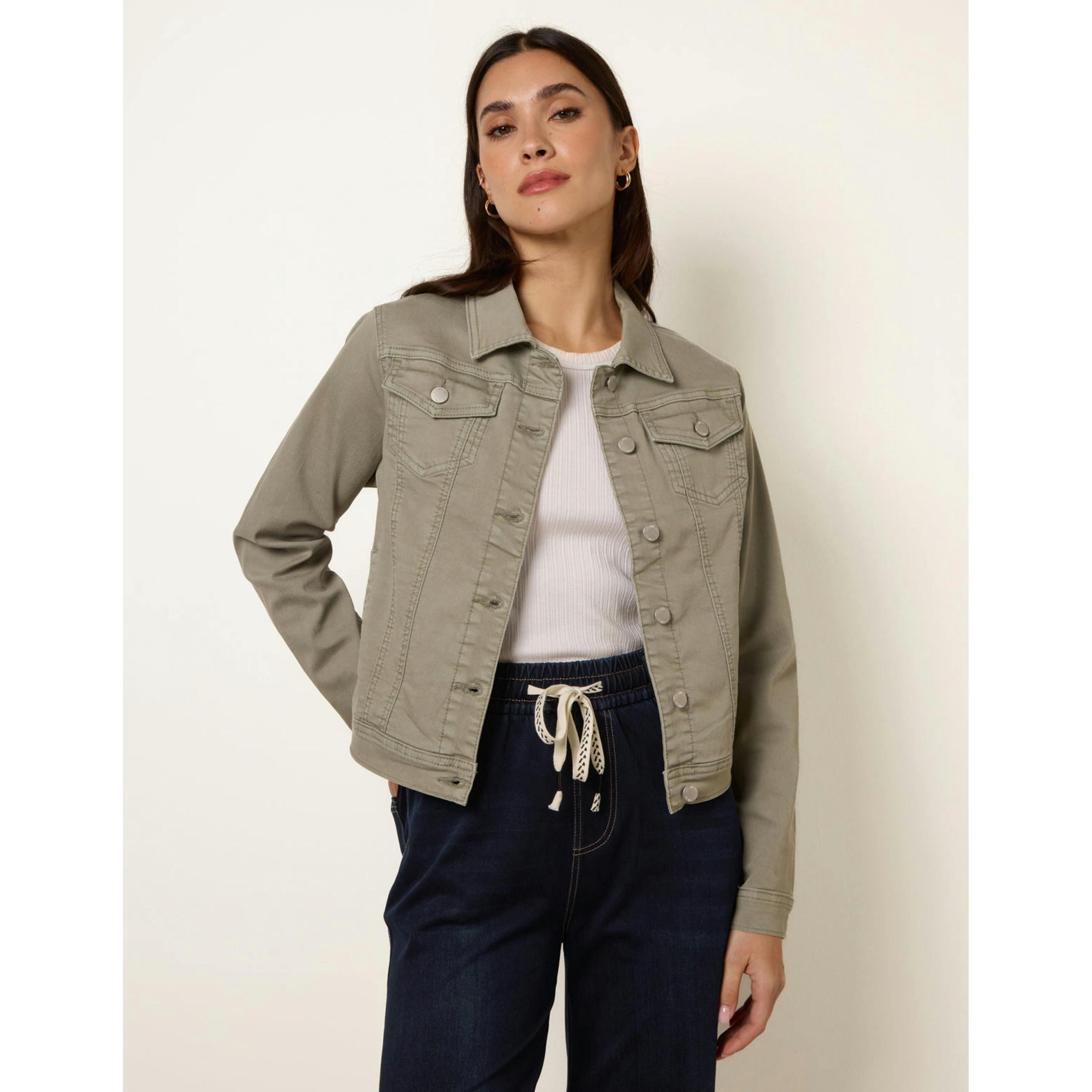 Blue Vanilla Stretch Denim Jacket   in  Khaki , view 1 of 5