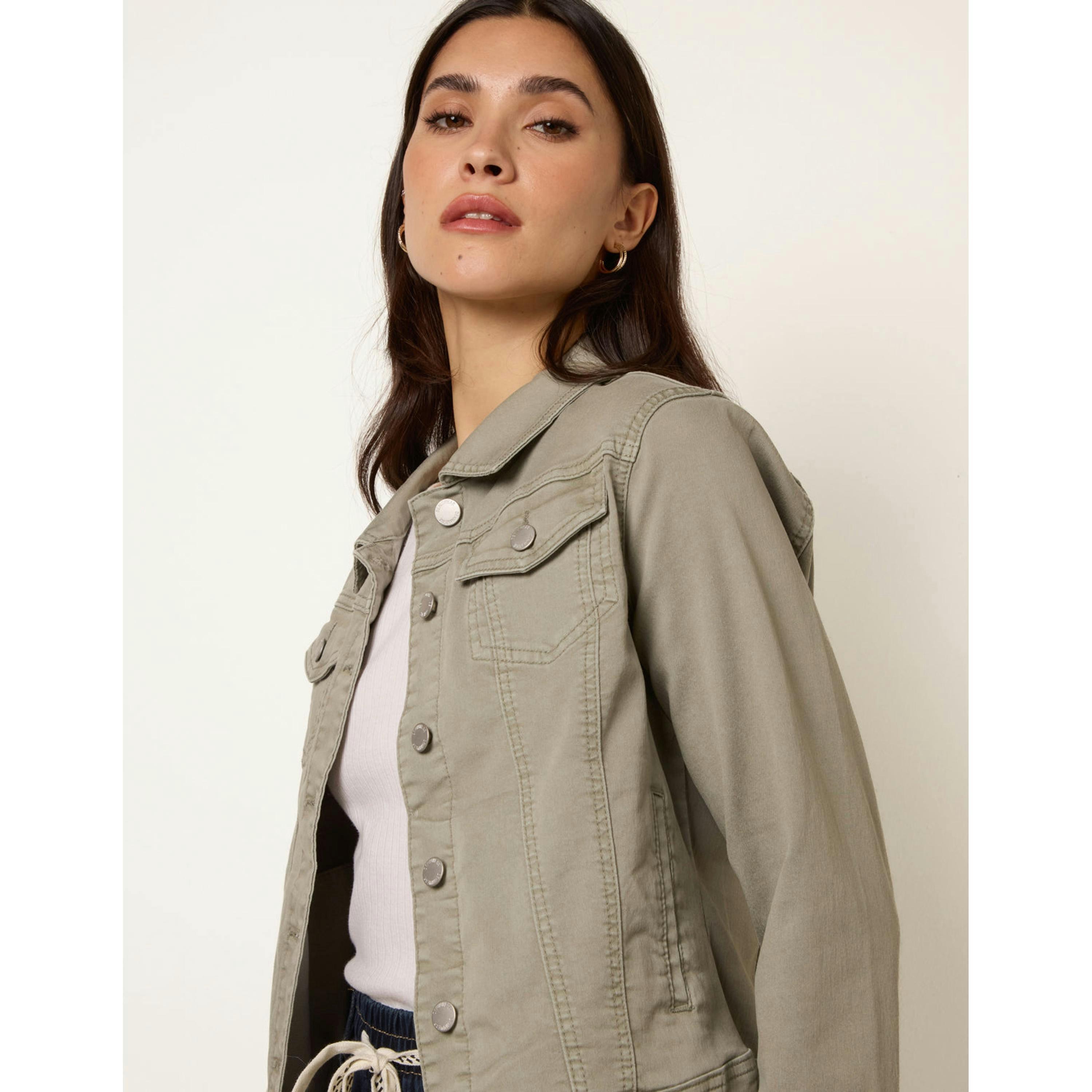 Blue Vanilla Stretch Denim Jacket  in Khaki , view 3 of 5