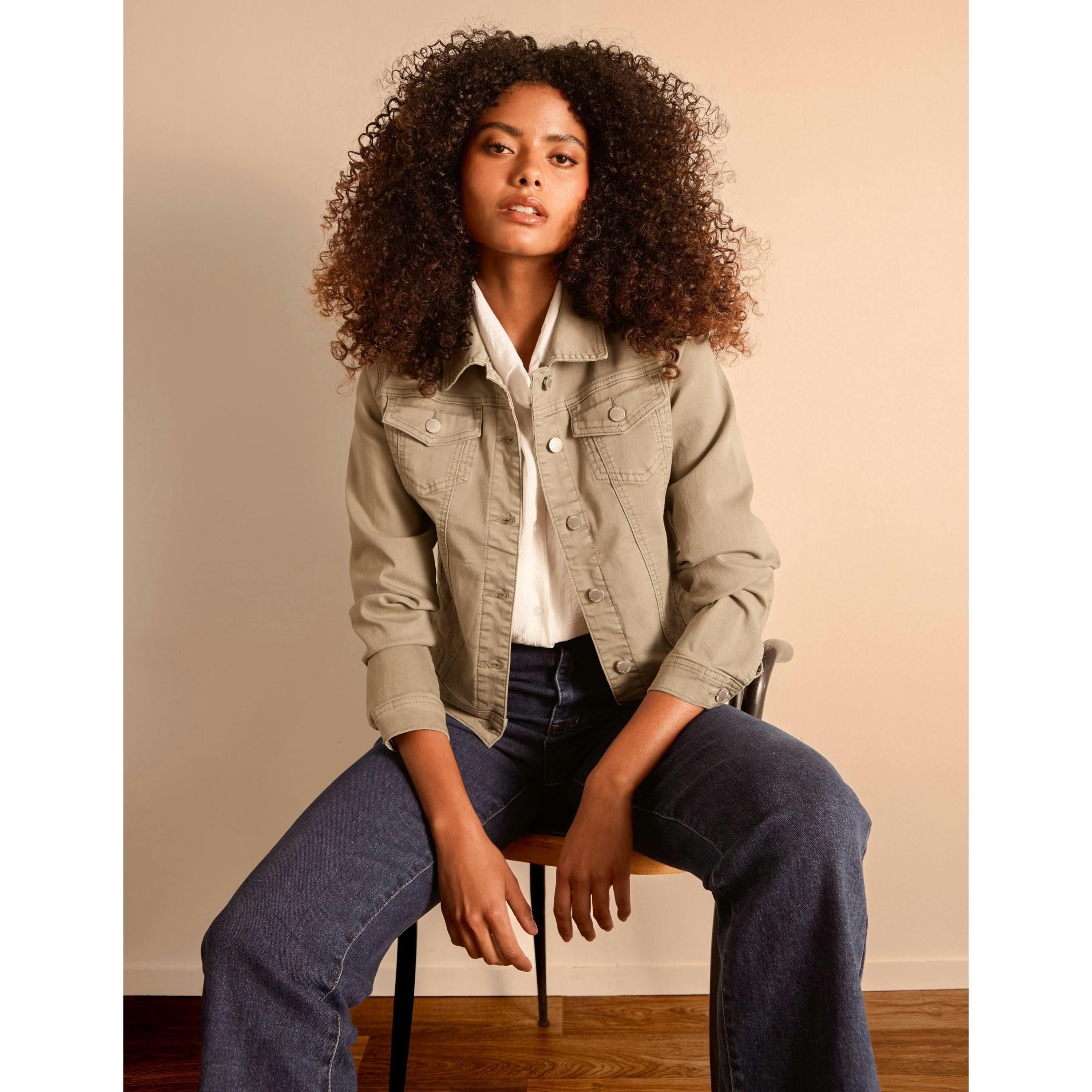 Blue Vanilla Stretch Denim Jacket  in Khaki , view 5 of 5