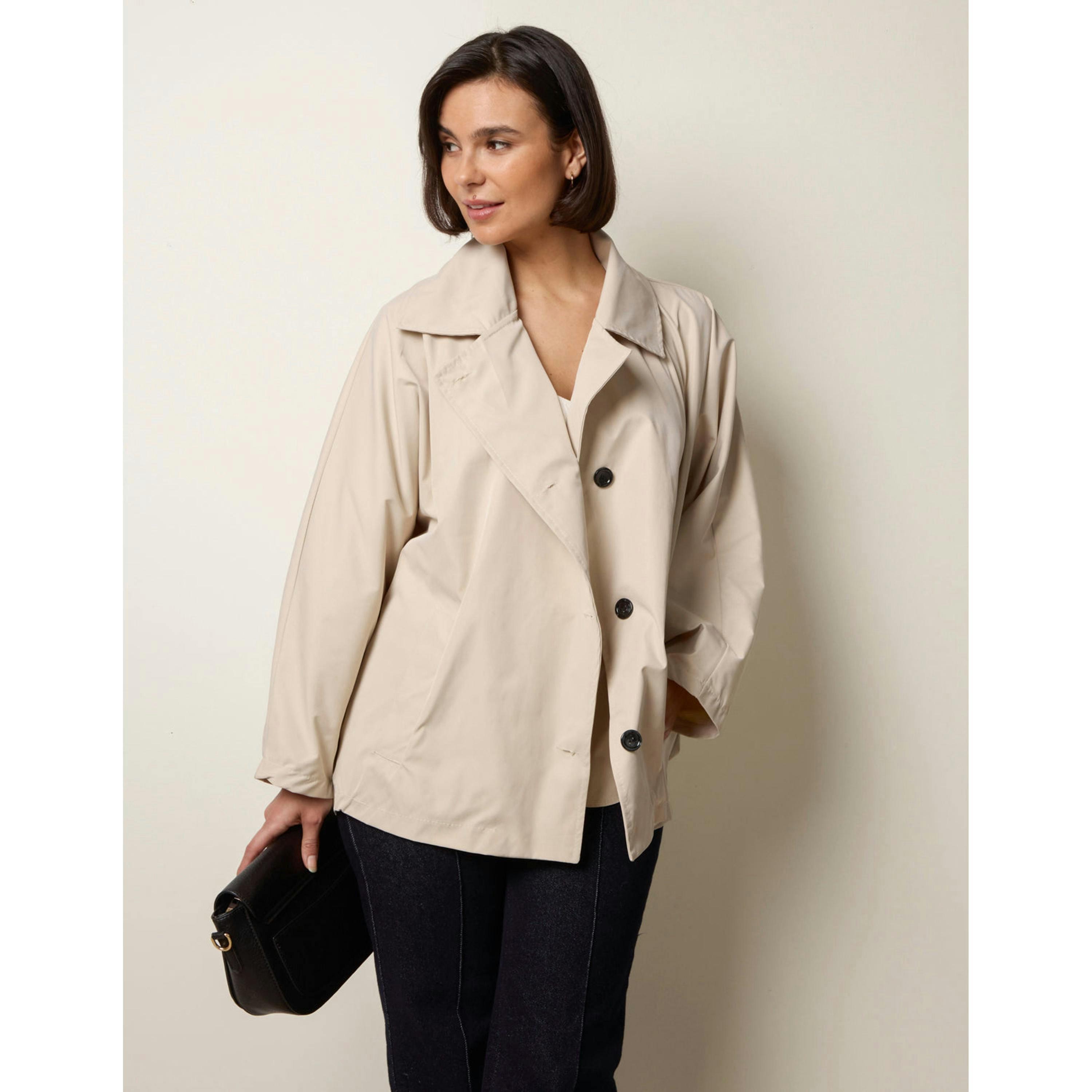 Blue Vanilla Oversized Short Length Trench Coat  in Beige , view 4 of 4