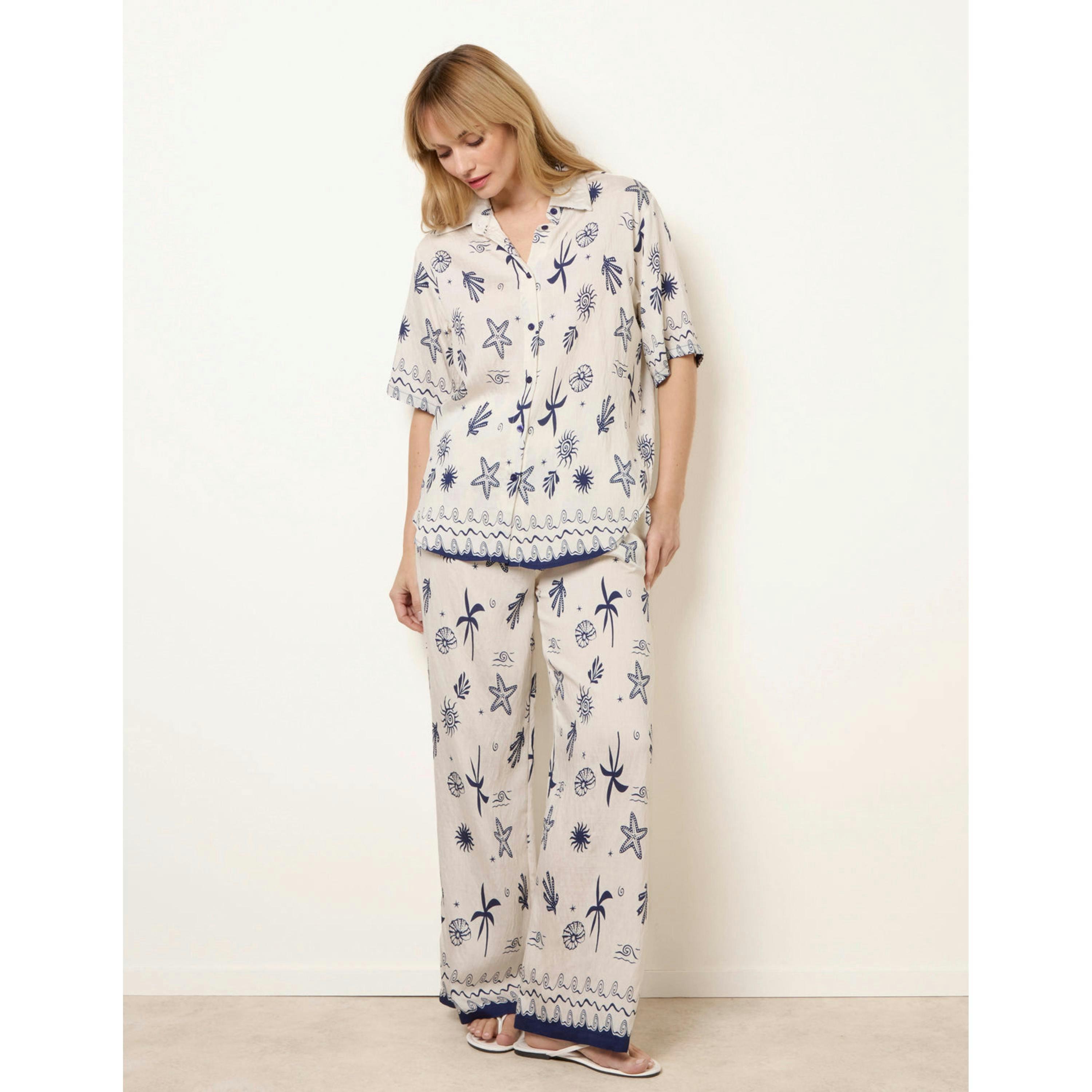Blue Vanilla Co-Ord Set With Marine-Inspired Print   in  Navy , view 1 of 4
