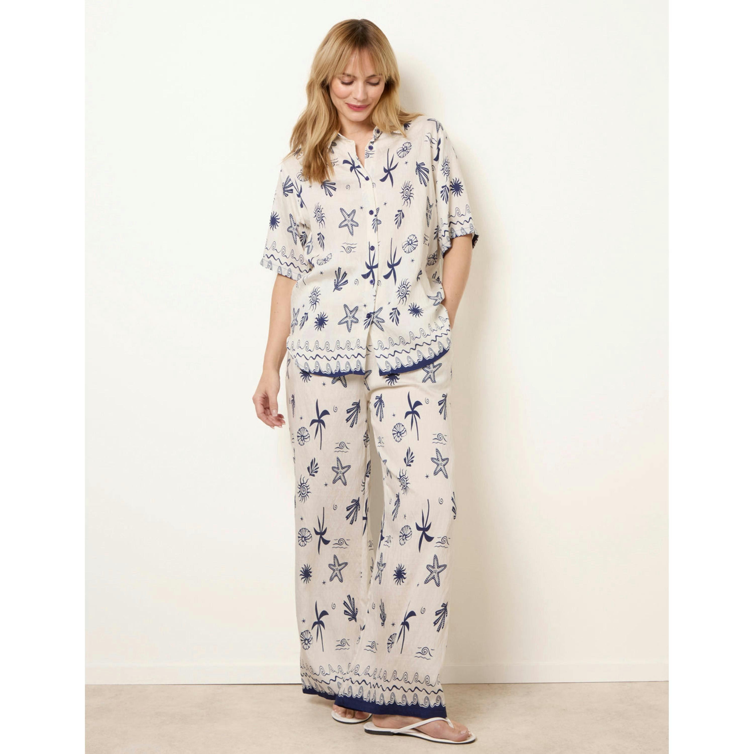 Blue Vanilla Co-Ord Set With Marine-Inspired Print  in Navy , view 4 of 4