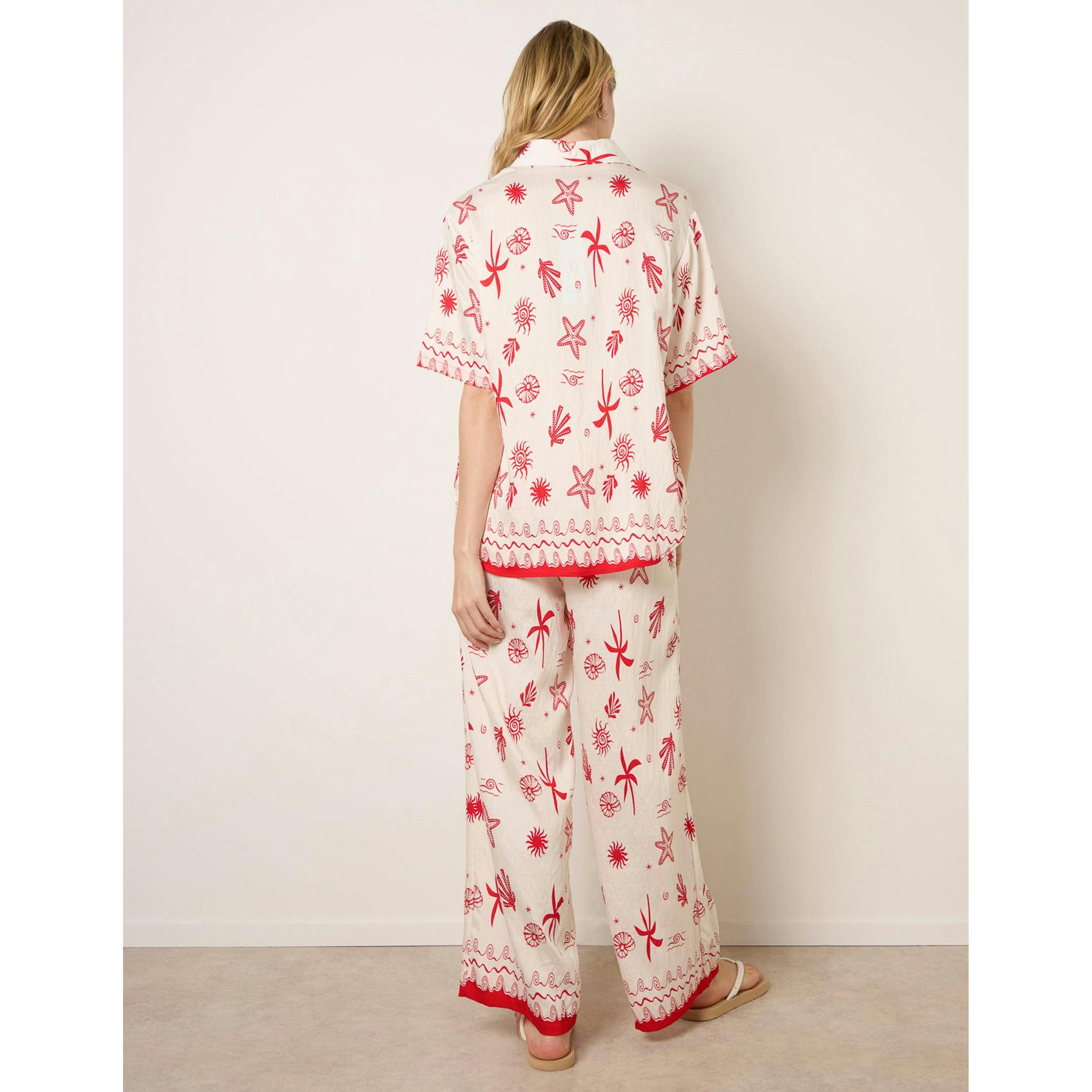 Blue Vanilla Co-Ord Set With Marine-Inspired Print  in Red , view 2 of 4