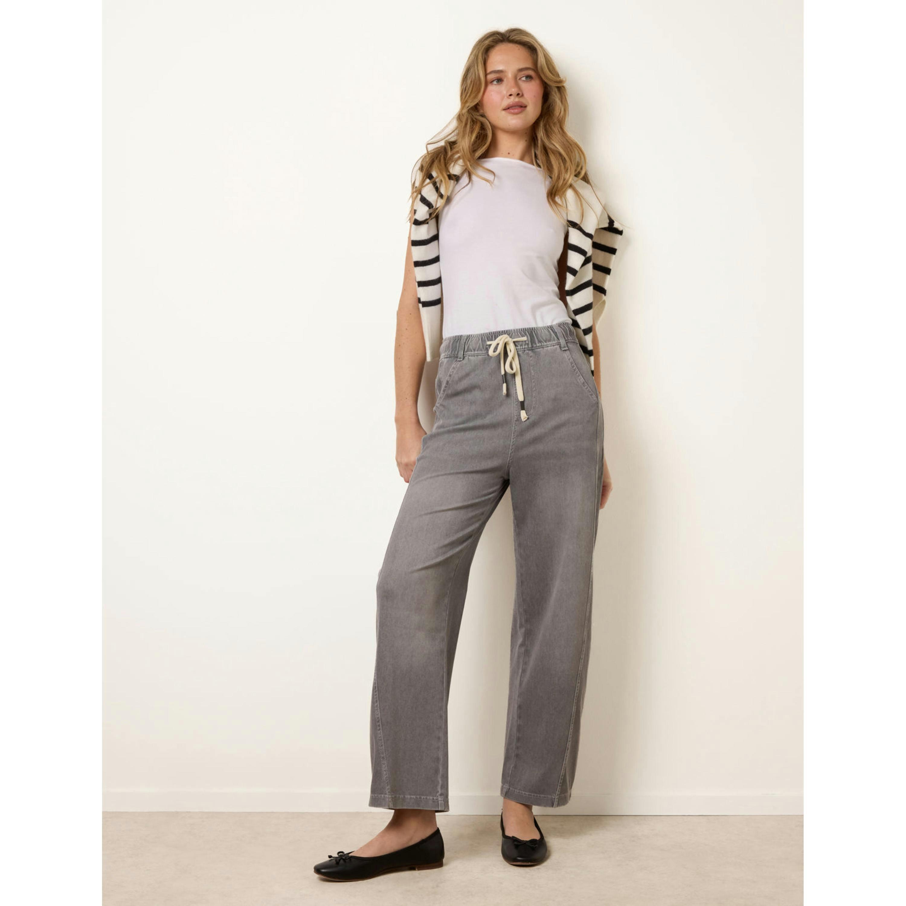 Blue Vanilla Drawstring Seam Detail Wide Leg Jeans   in  Grey , view 1 of 4