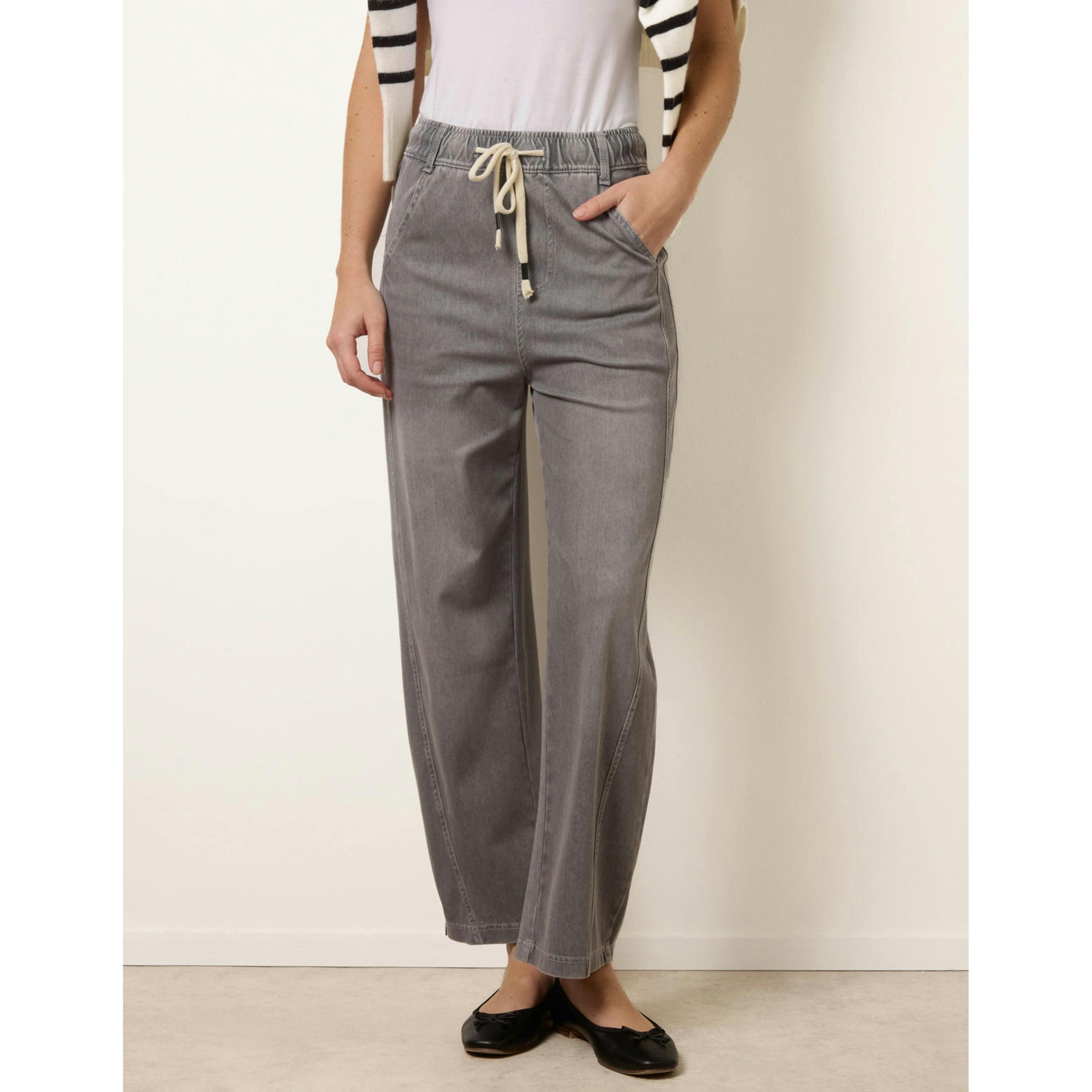 Blue Vanilla Drawstring Seam Detail Wide Leg Jeans  in Grey , view 3 of 4