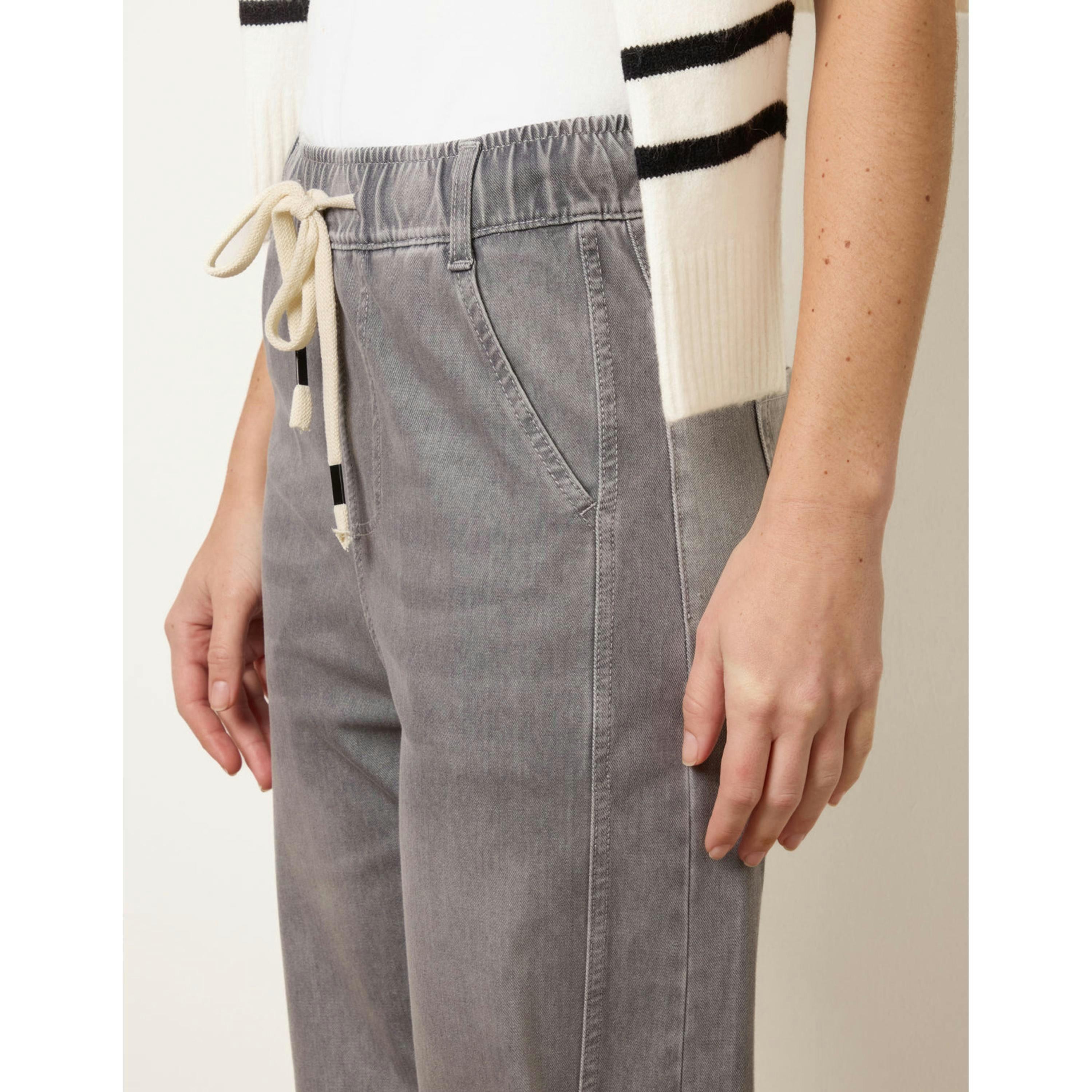 Blue Vanilla Drawstring Seam Detail Wide Leg Jeans  in Grey , view 4 of 4
