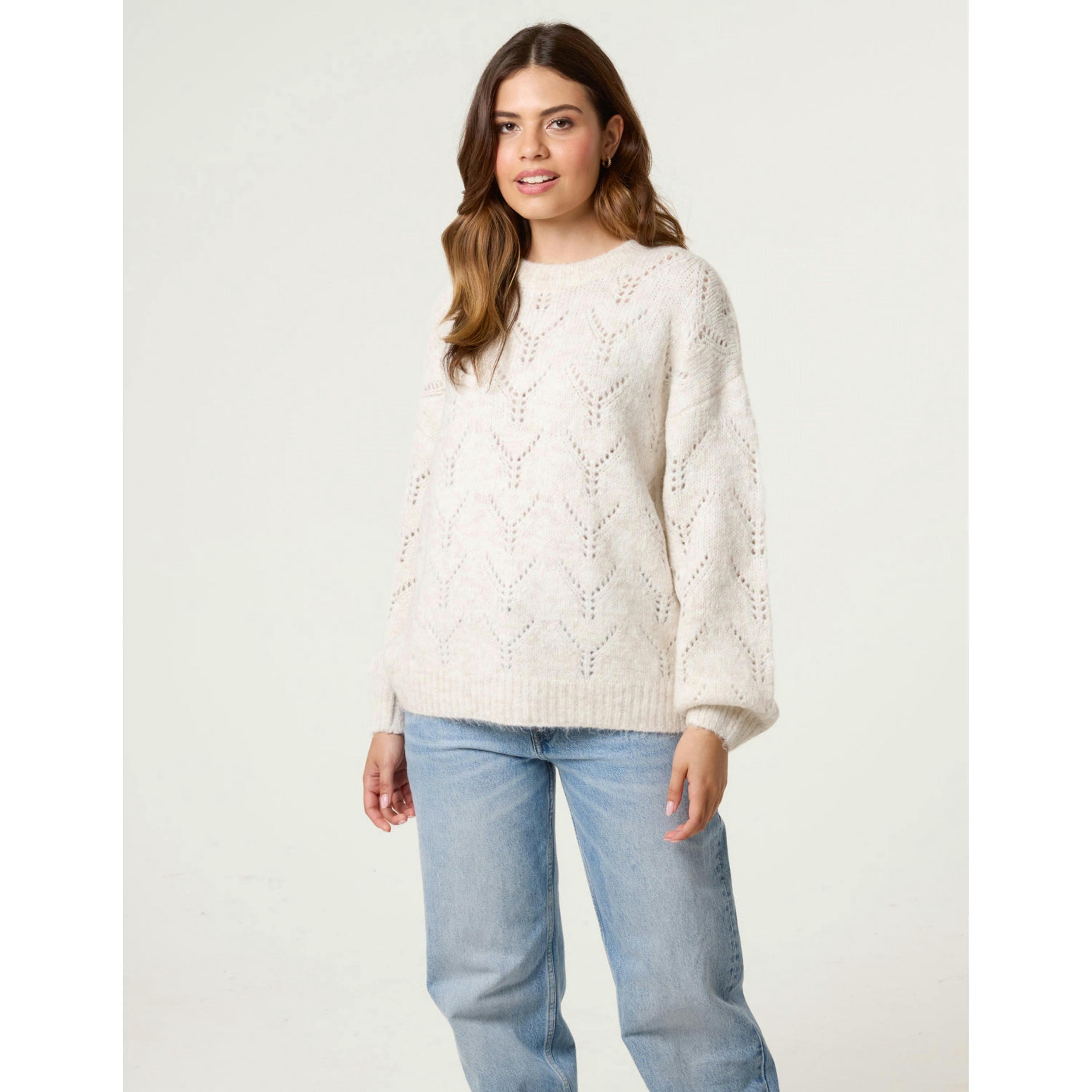 Blue Vanilla Stitch Detail Jumper  in Stone , view 4 of 6