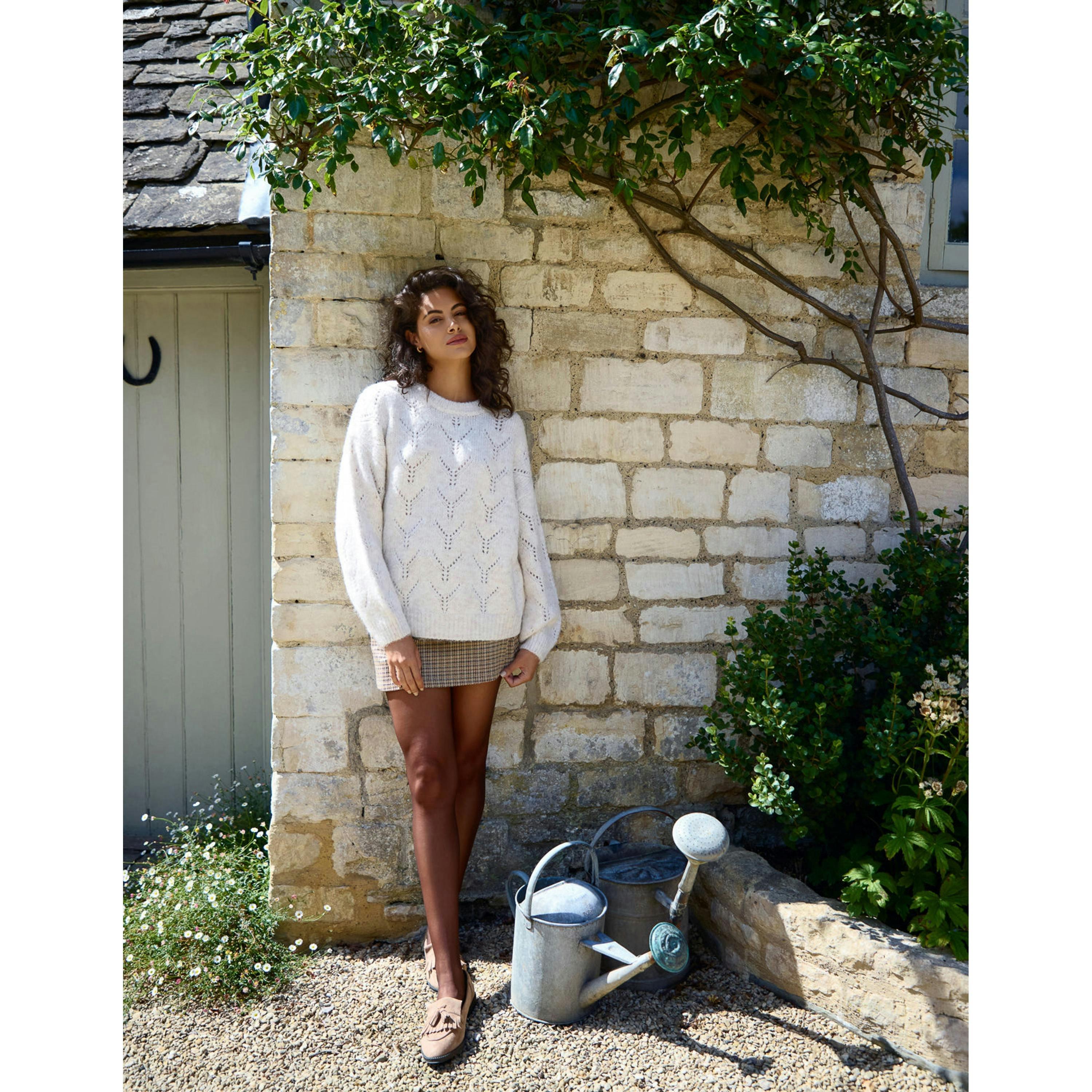 Blue Vanilla Stitch Detail Jumper  in Stone , view 6 of 6