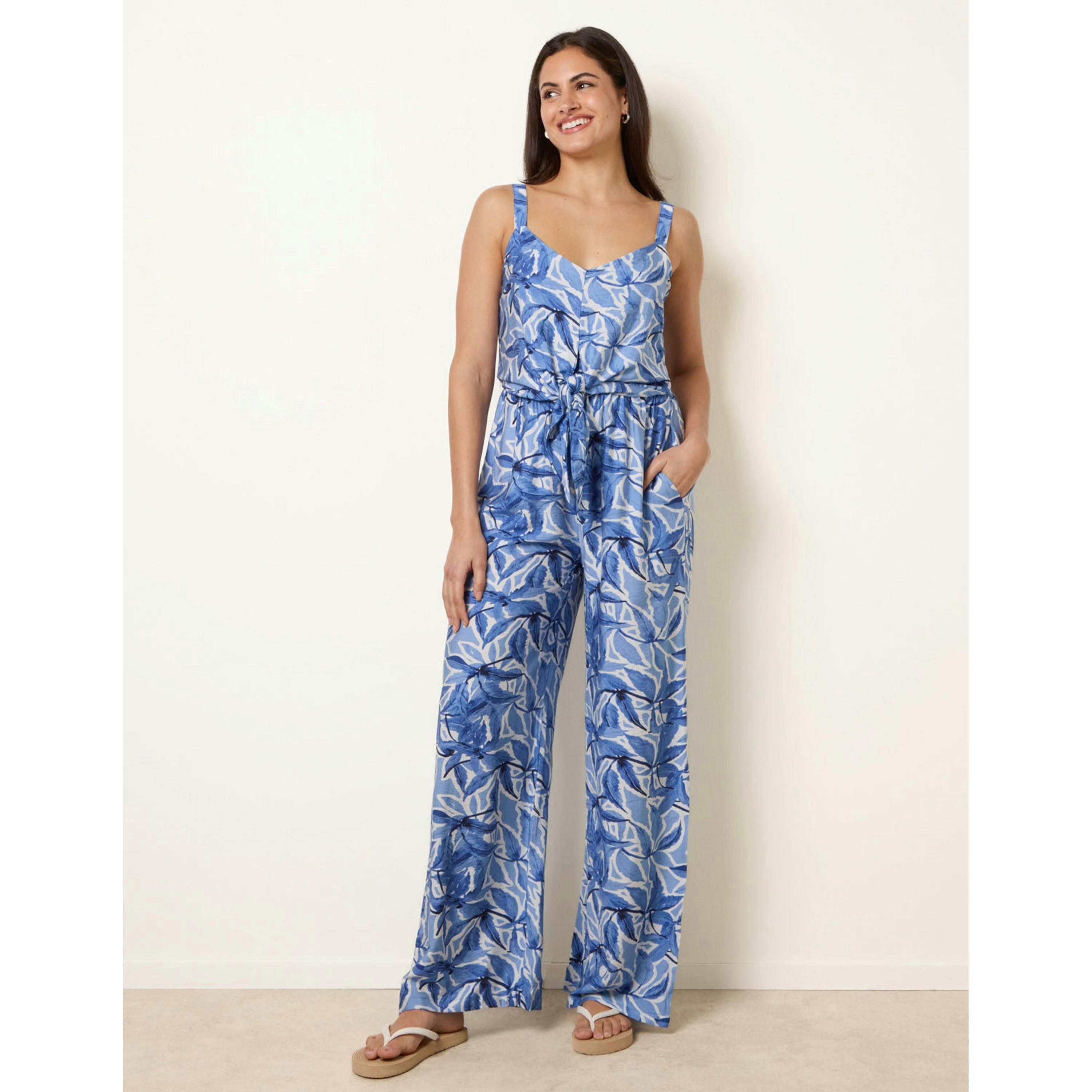 Blue Vanilla Tie Front Jumpsuit   in  Navy , view 1 of 4