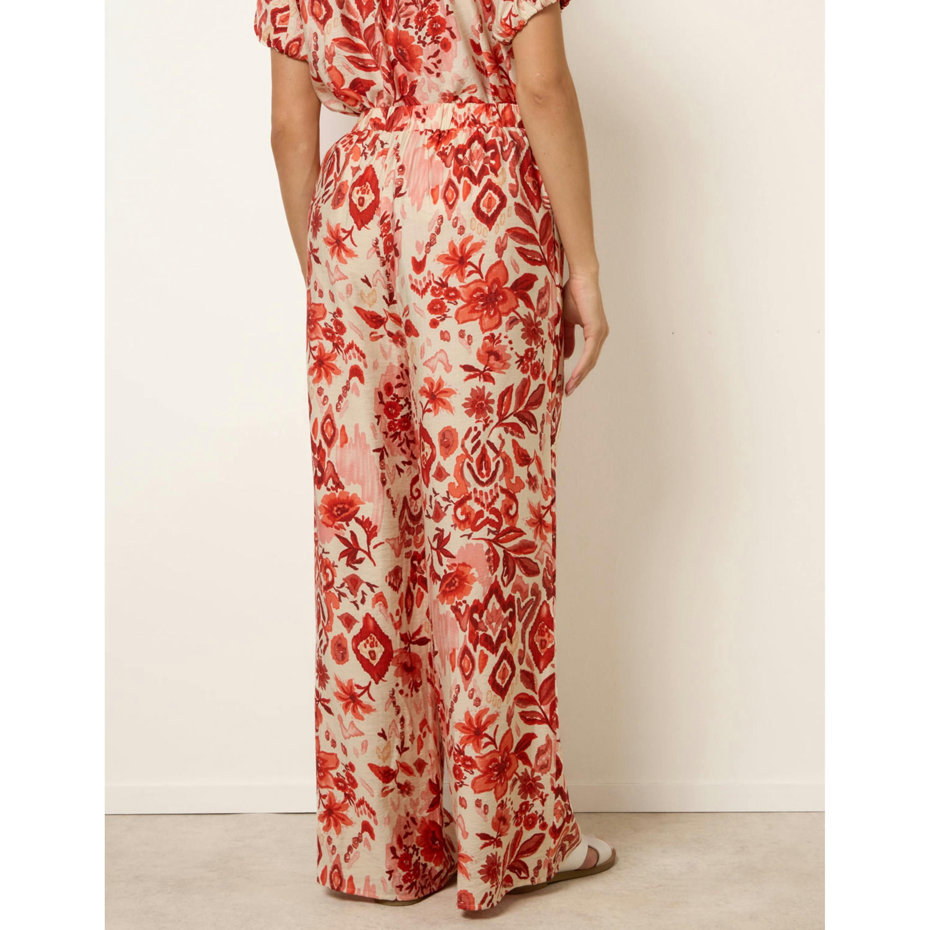 Blue Vanilla Watercolour Floral Printed Wide Leg Trousers  in Orange , view 2 of 6