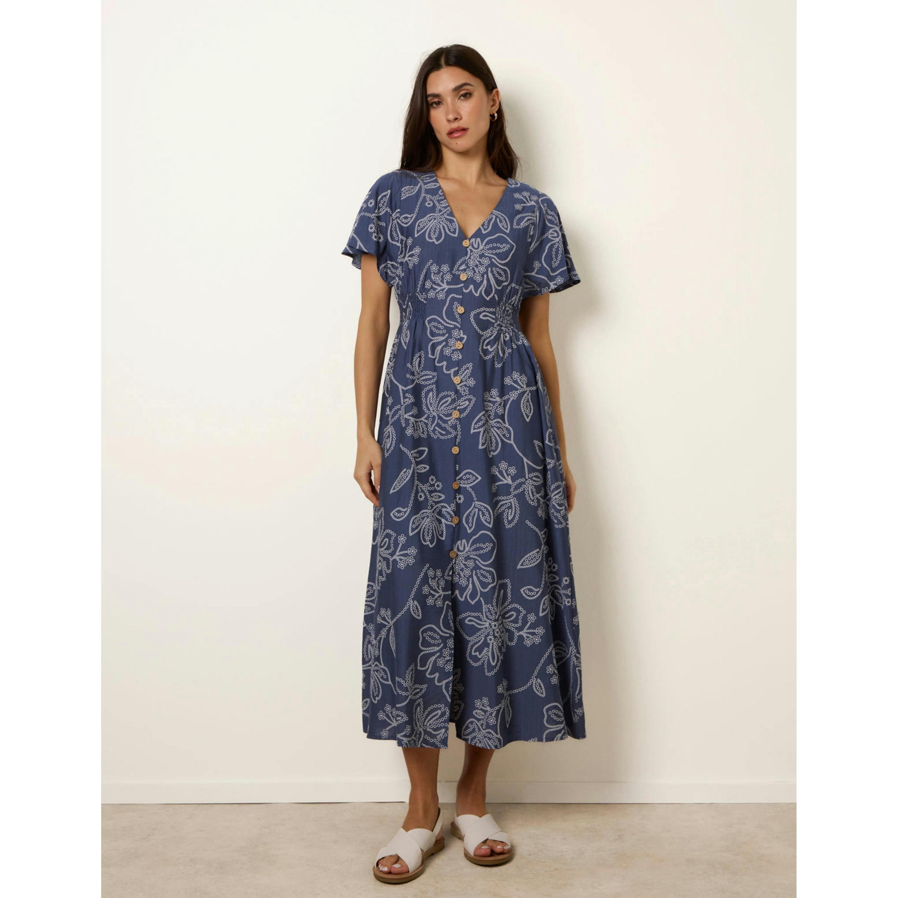 Blue Vanilla Button Front Midi Dress   in  Blue , view 1 of 5