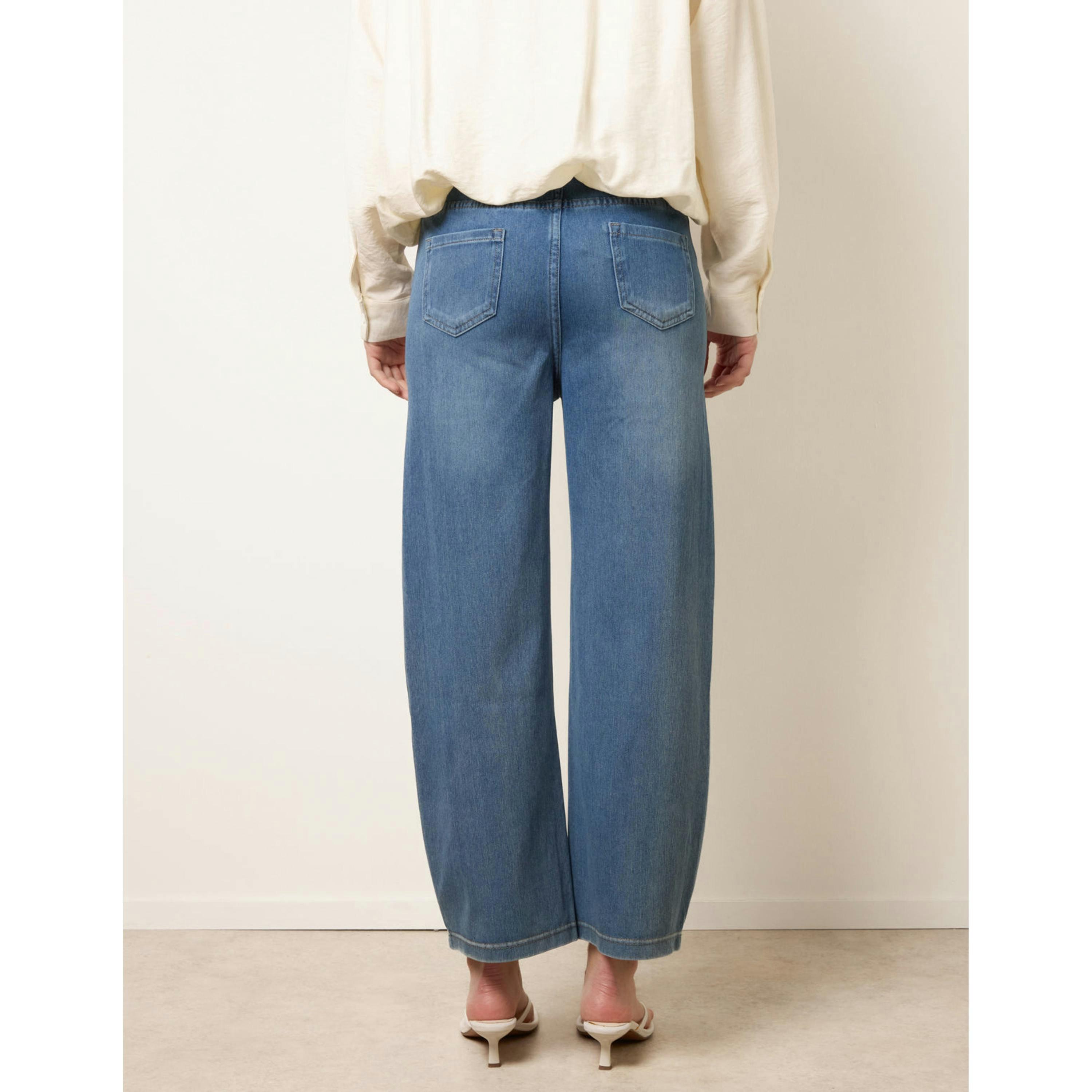 Blue Vanilla Drawstring Seam Detail Wide Leg Jeans  in Blue , view 2 of 4