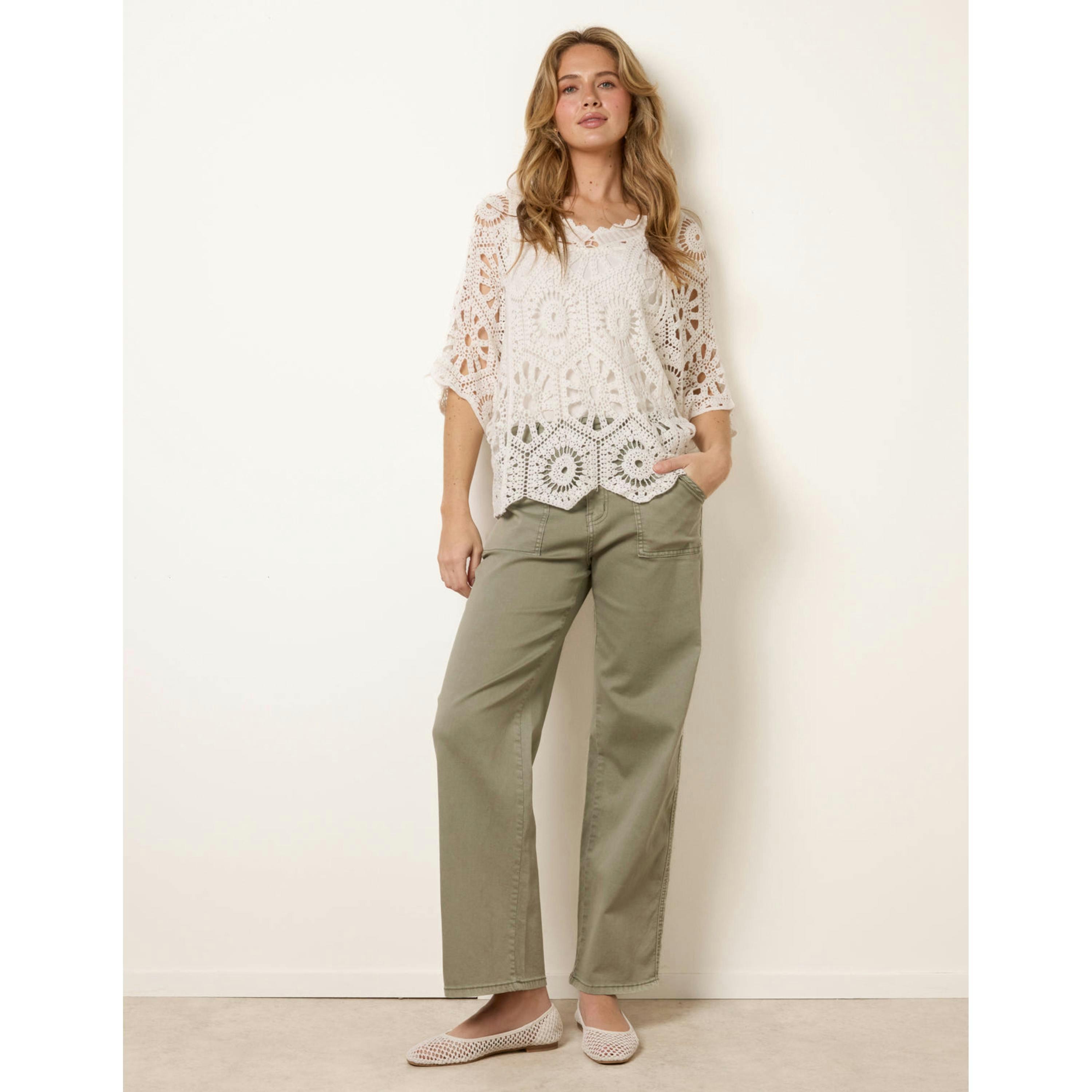 Blue Vanilla Crochet Detailed Kimono Top   in  White , view 1 of 4