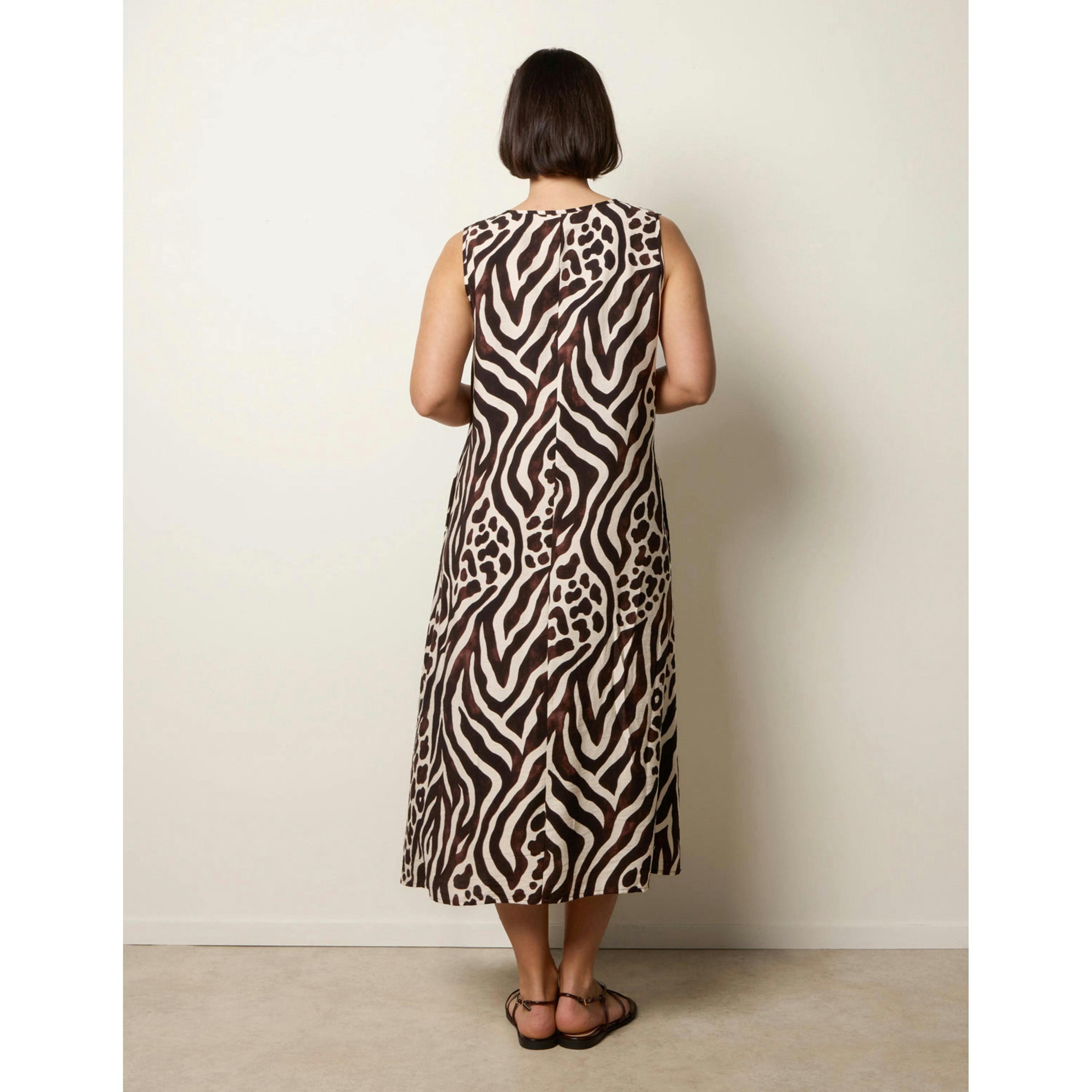 Blue Vanilla Animal Print V Neck Dress  in Brown , view 2 of 4