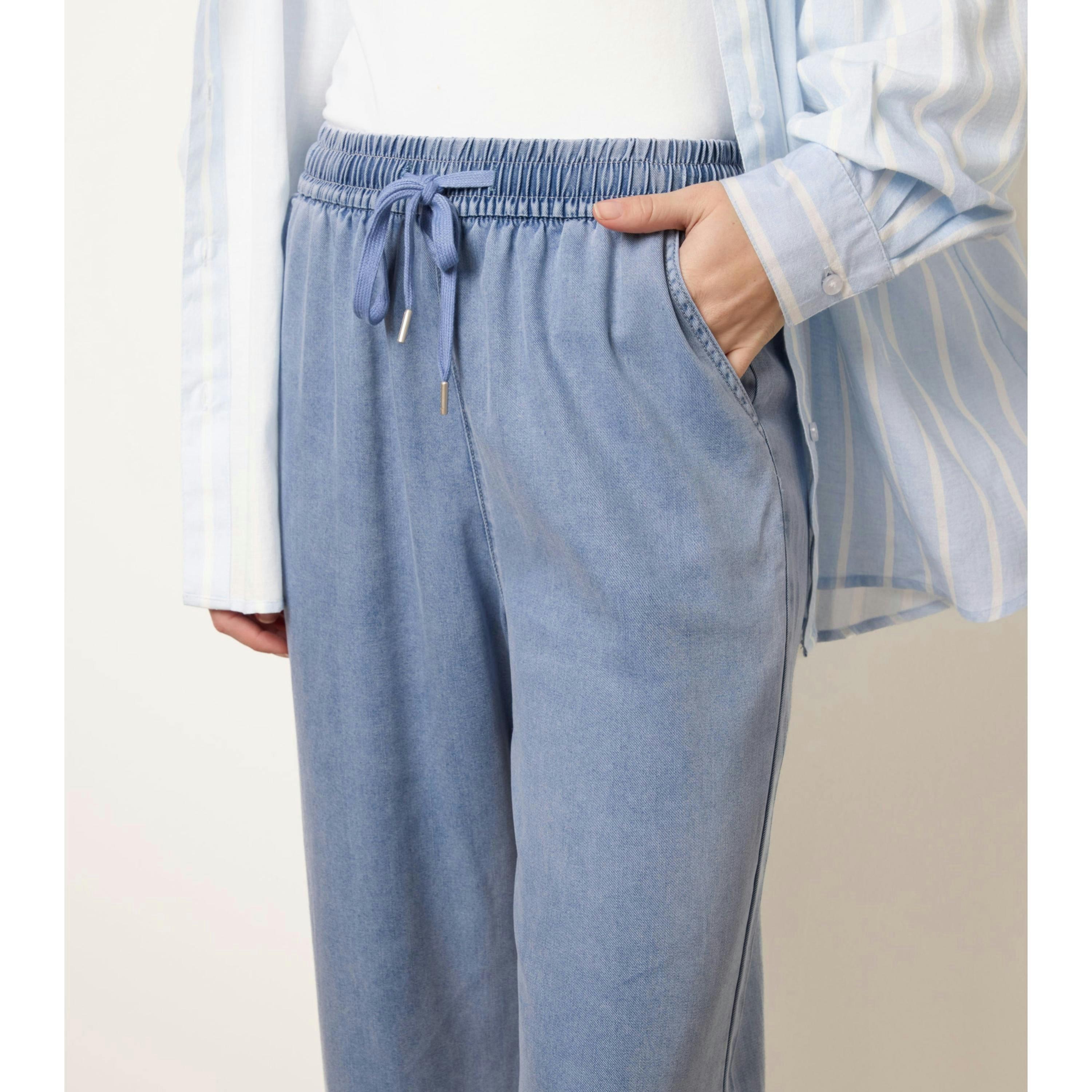 Blue Vanilla Elasticated Waist Wide Leg Jeans  in Blue , view 4 of 4