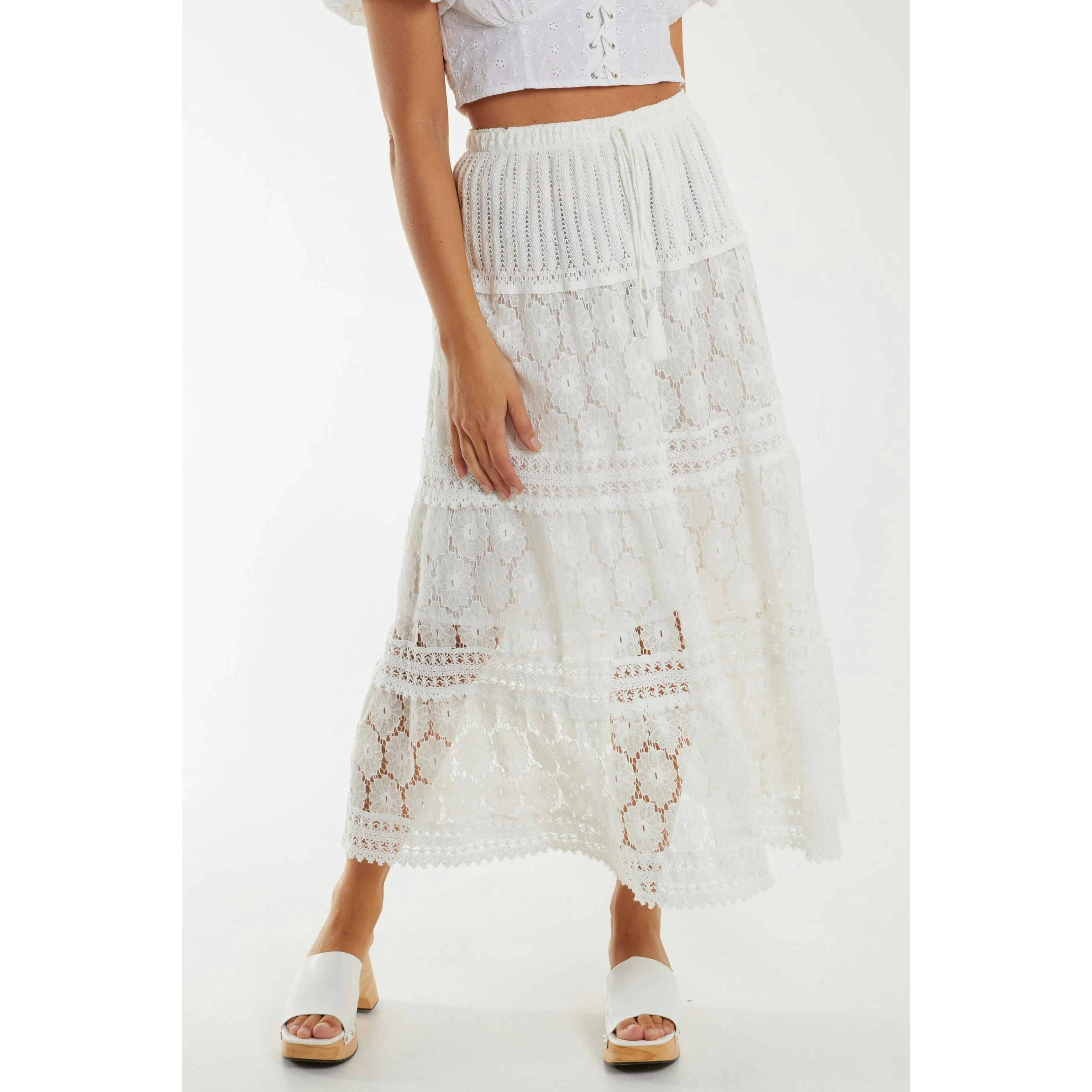 Blue Vanilla Lace Maxi Skirt   in  Ivory , view 1 of 4