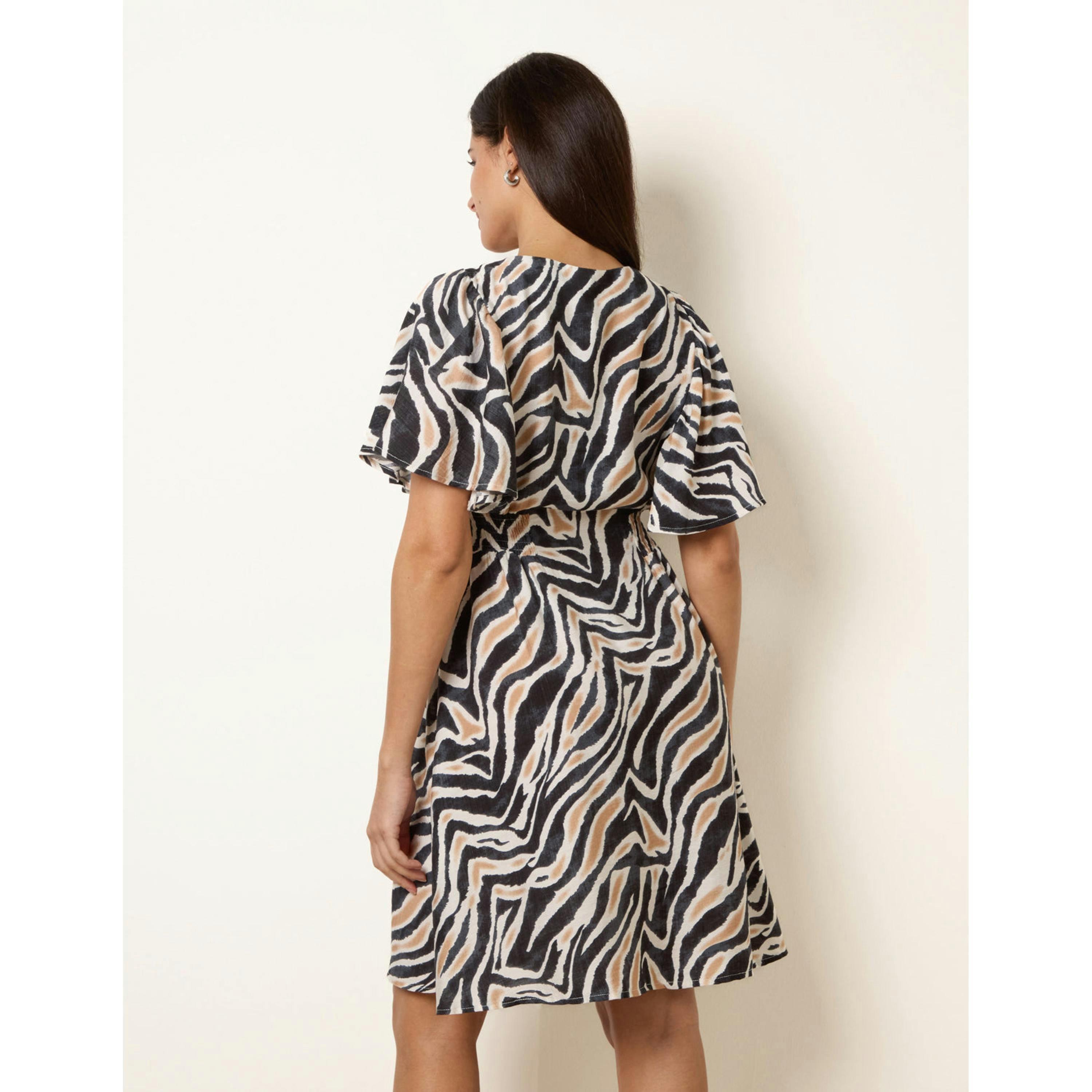 Blue Vanilla Coconut Button Shirred Waist Dress  in Black , view 2 of 4
