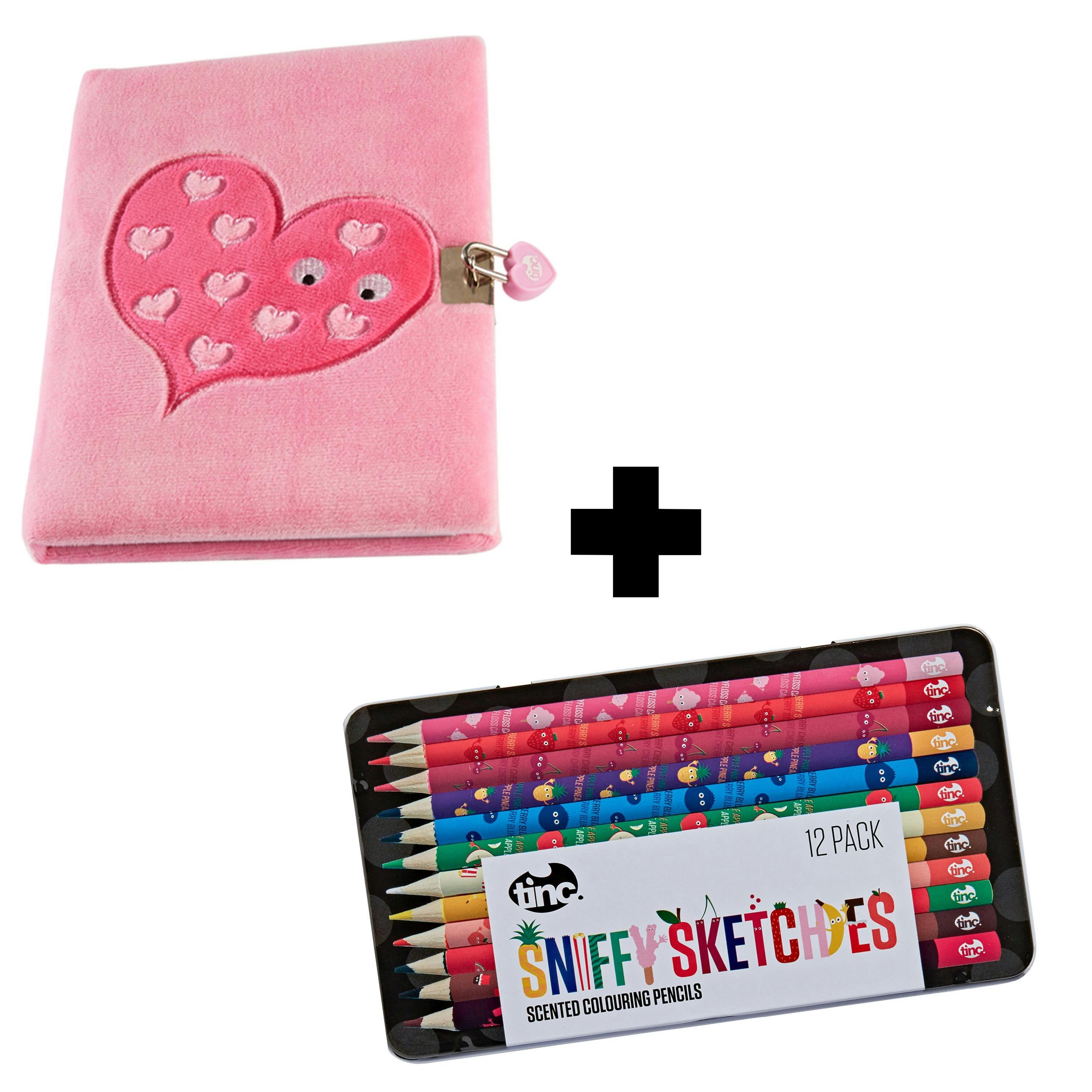 Bundle - Scented Pencils & A5 Pink Snuggly Lockable Journal , view 1 of 6