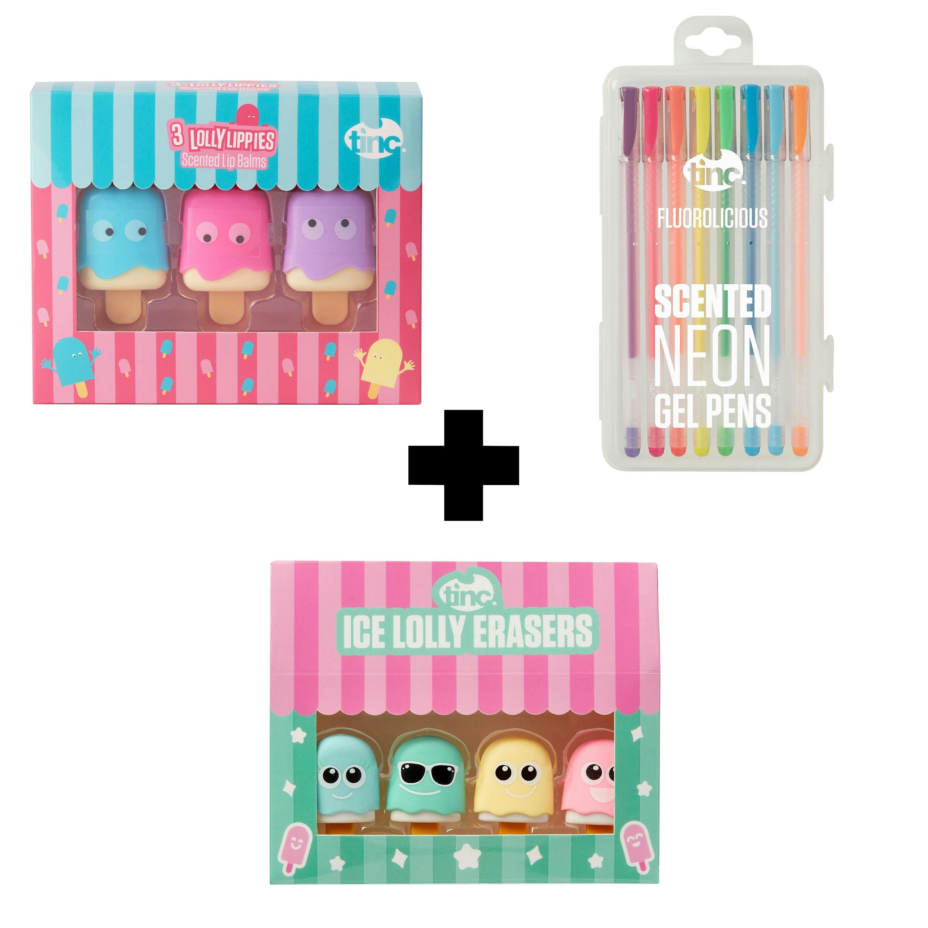 Bundle- Neon Gel Pens, Ice Lolly Erasers & Lolly Lip Balms , view 1 of 6