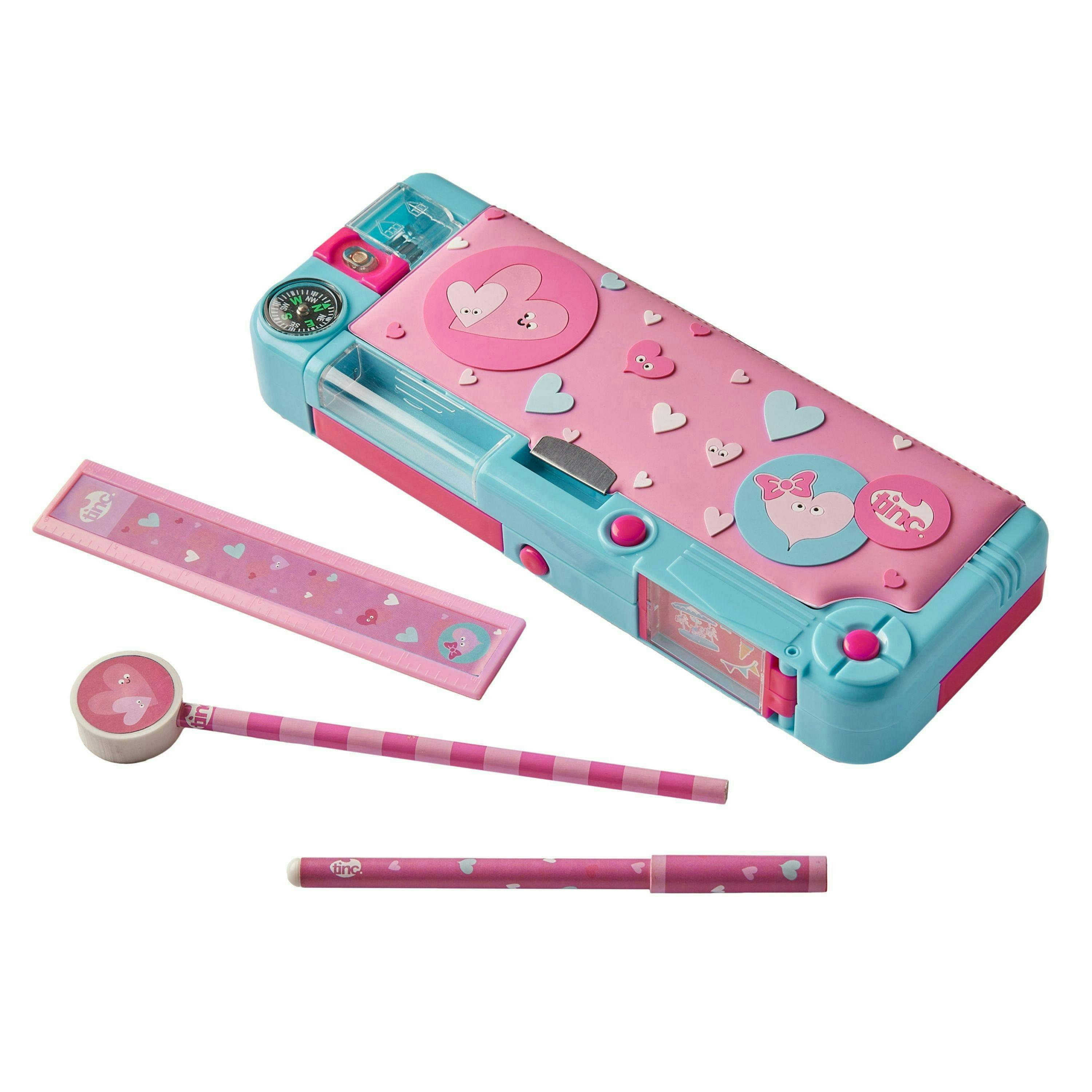 Bundle - Hearts Filled Compartment Pencil Case & Multi Click Pen , view 2 of 6