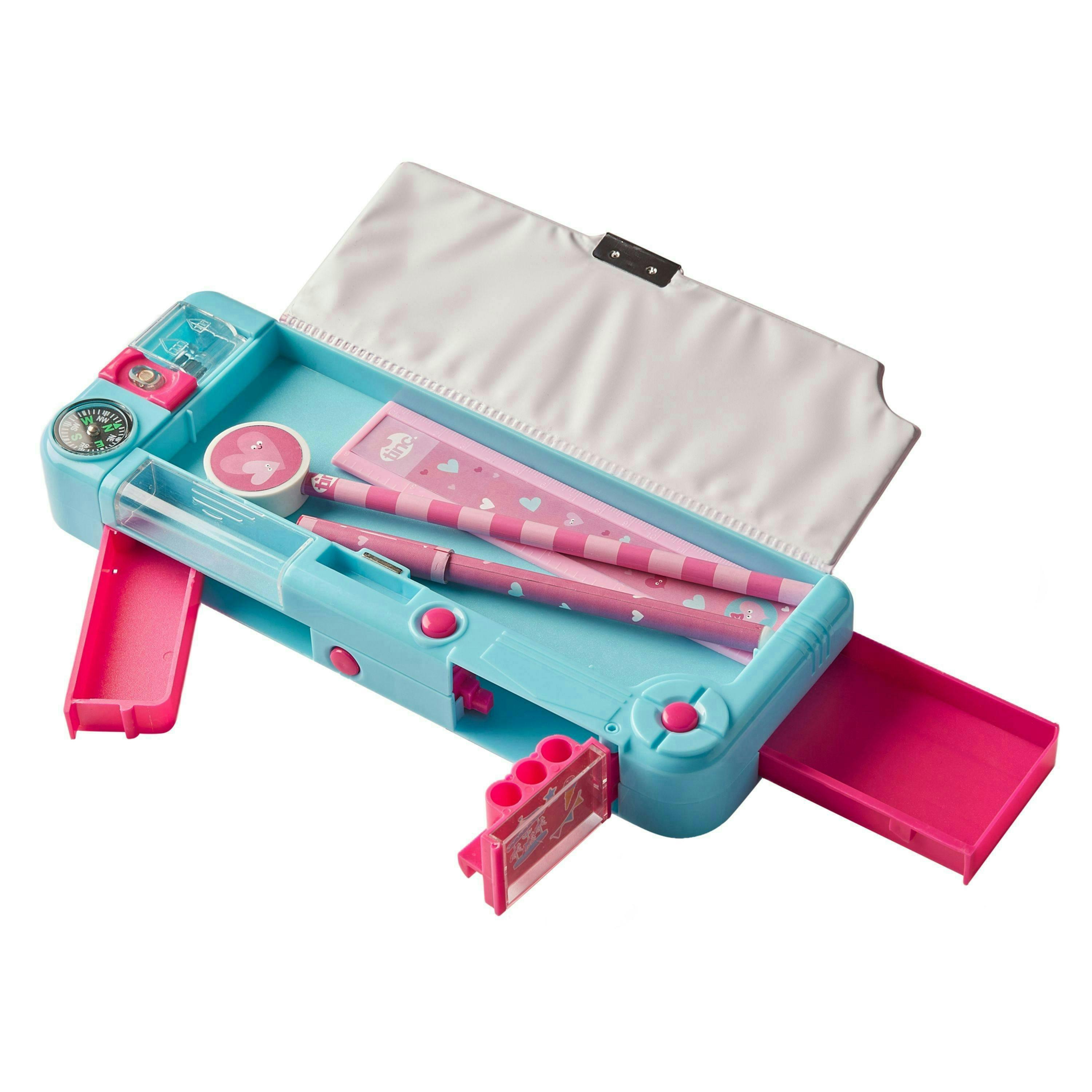 Bundle - Hearts Filled Compartment Pencil Case & Multi Click Pen , view 3 of 6