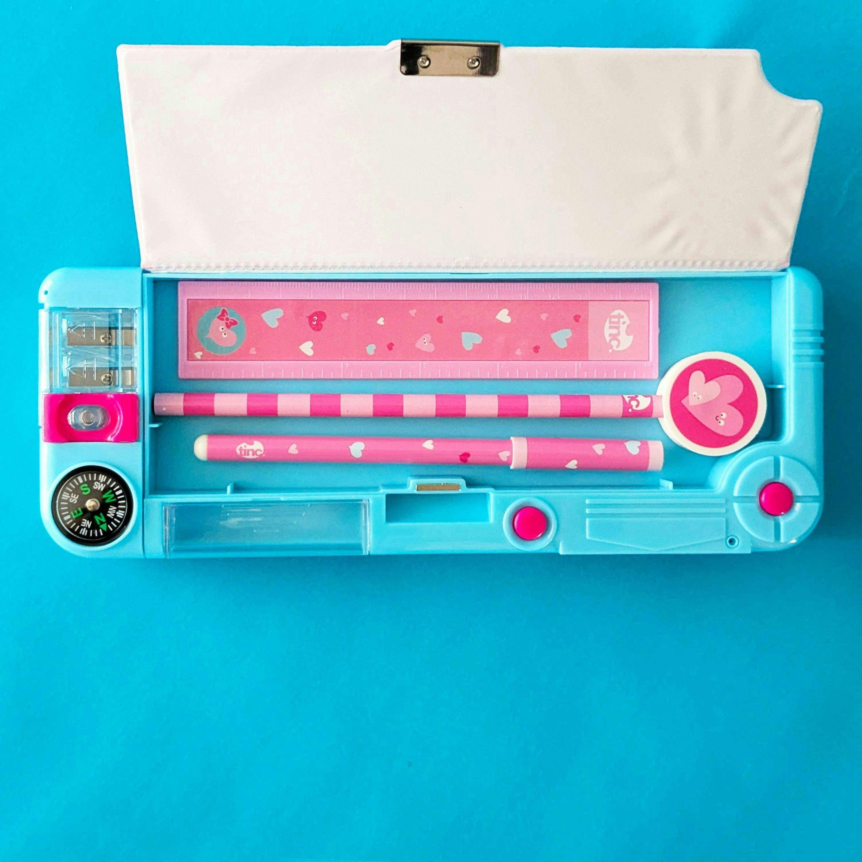Bundle - Hearts Filled Compartment Pencil Case & Multi Click Pen , view 4 of 6
