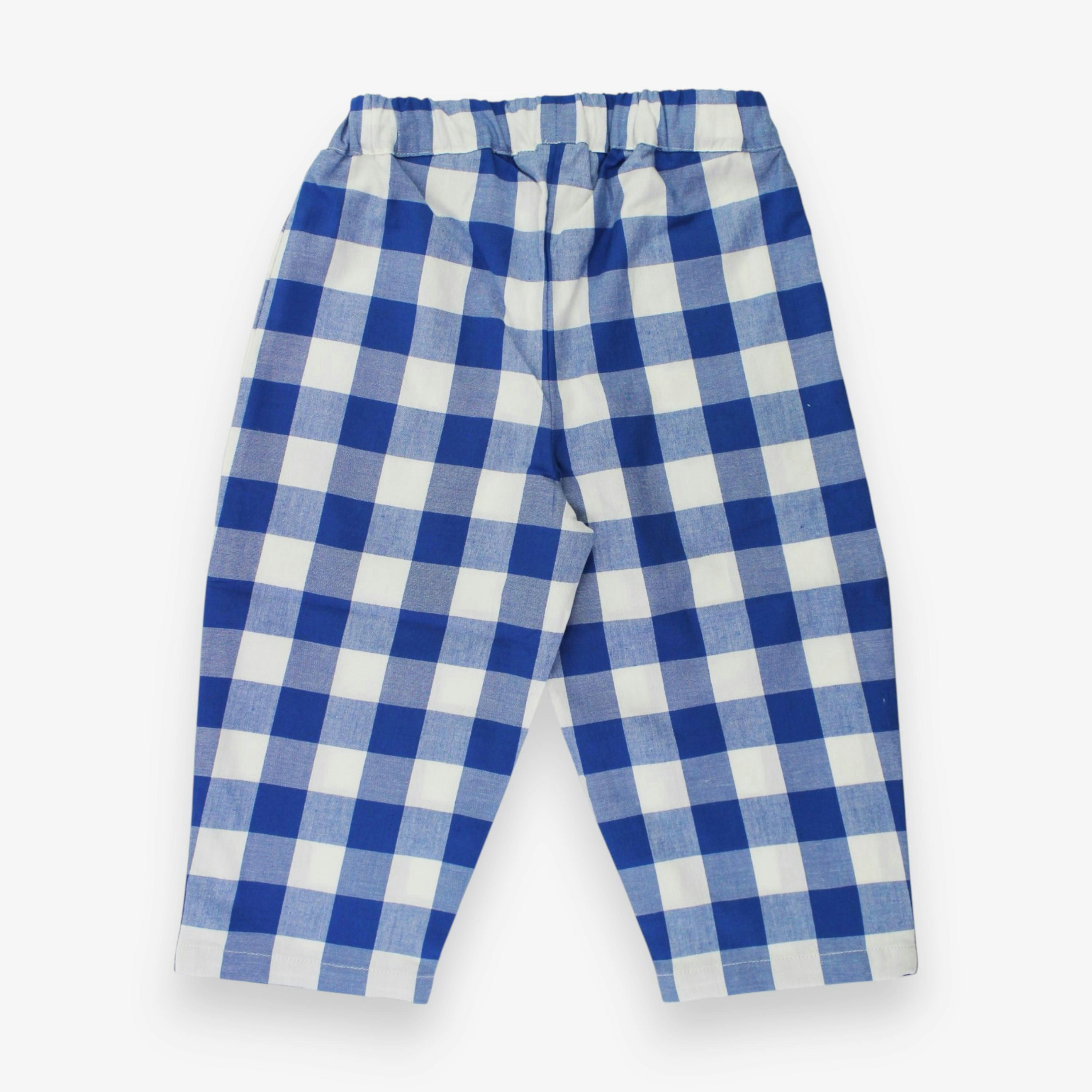 Organic Blue Gingham Woven Trousers , view 3 of 3