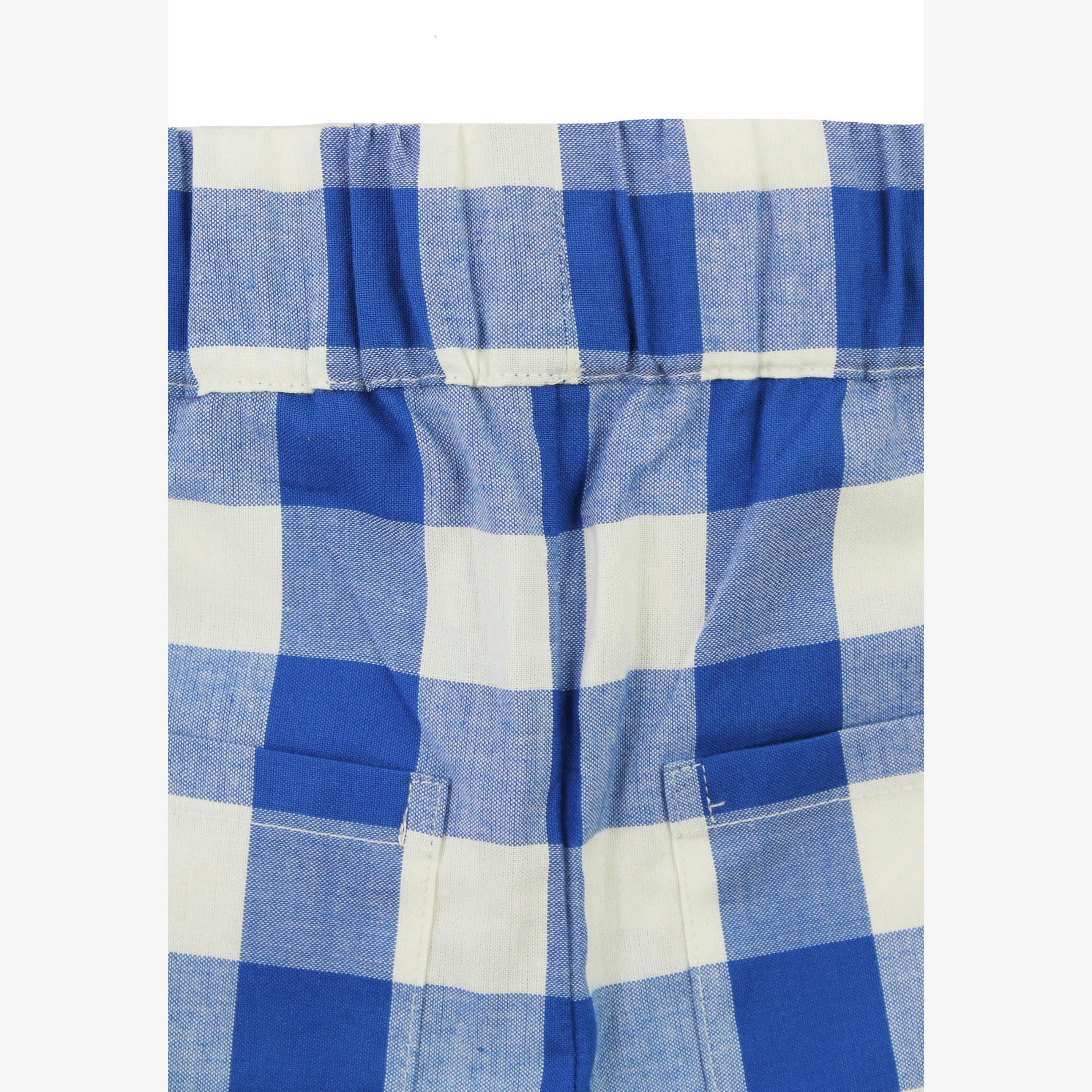 Organic Blue Gingham Woven Shorts , view 2 of 3