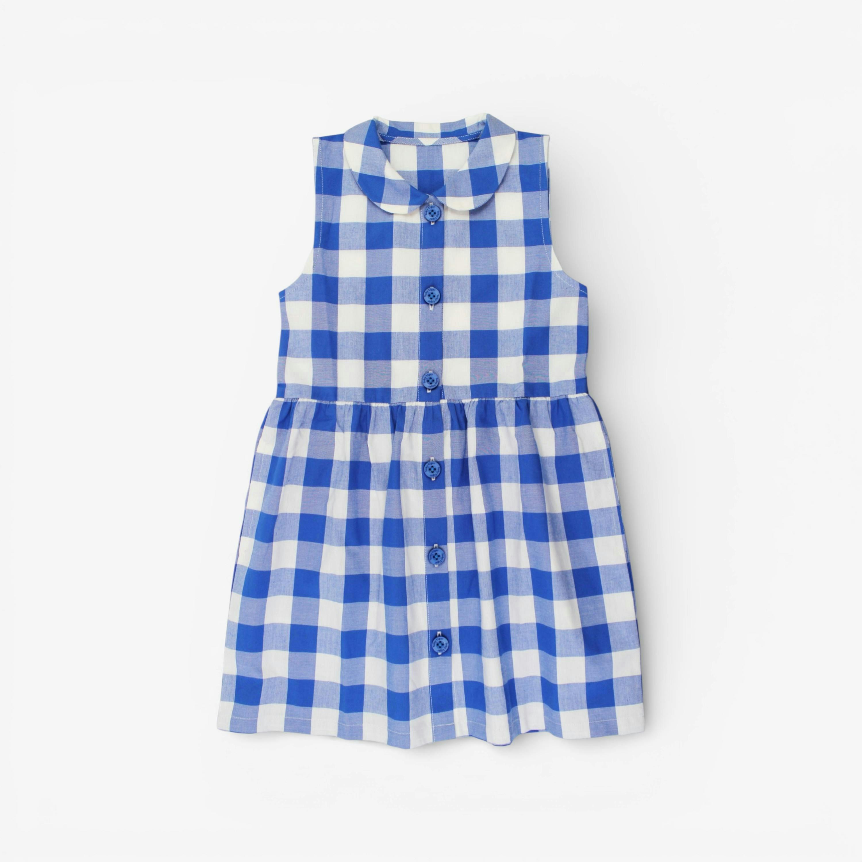 Organic Blue Gingham Woven Dress , view 1 of 3