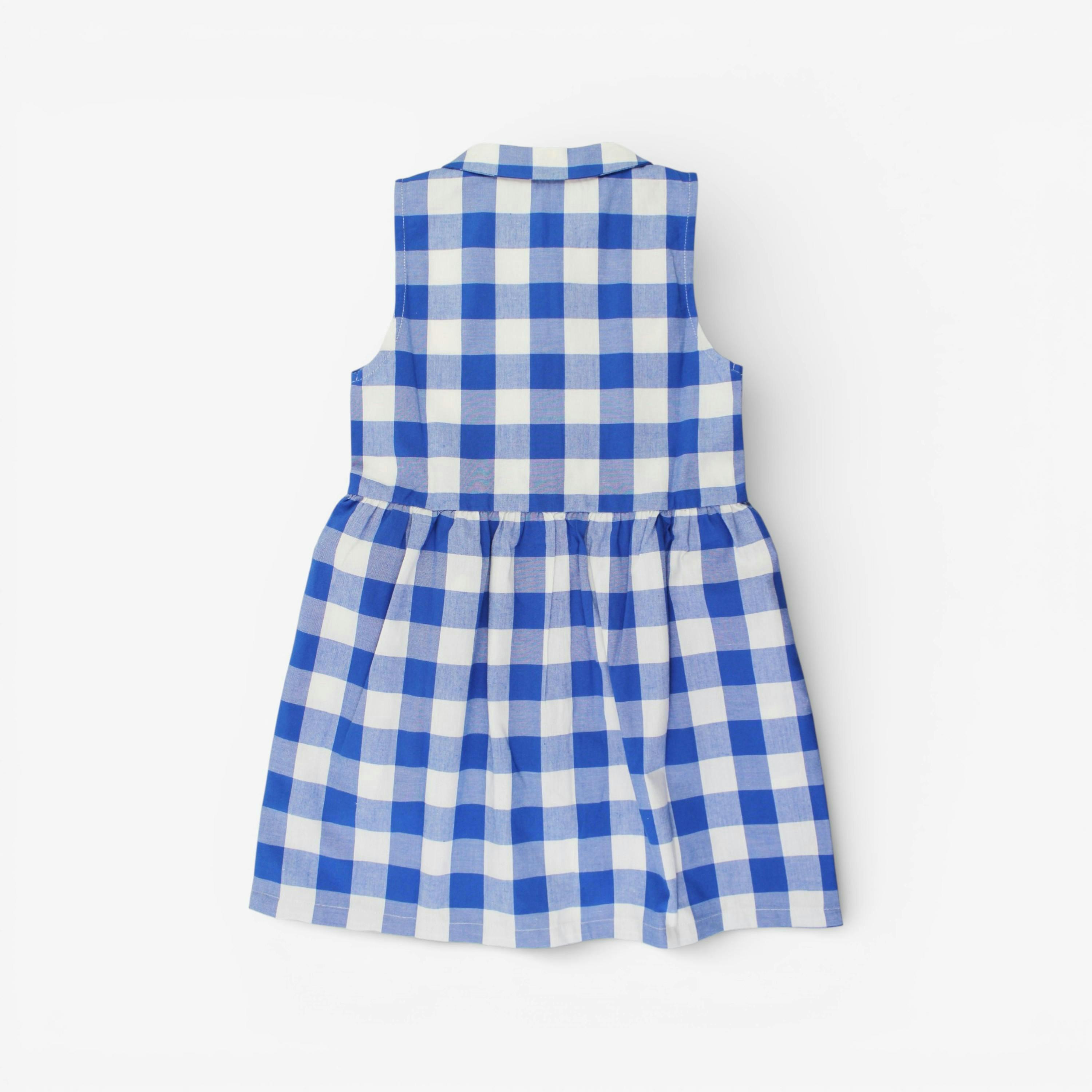 Organic Blue Gingham Woven Dress , view 3 of 3