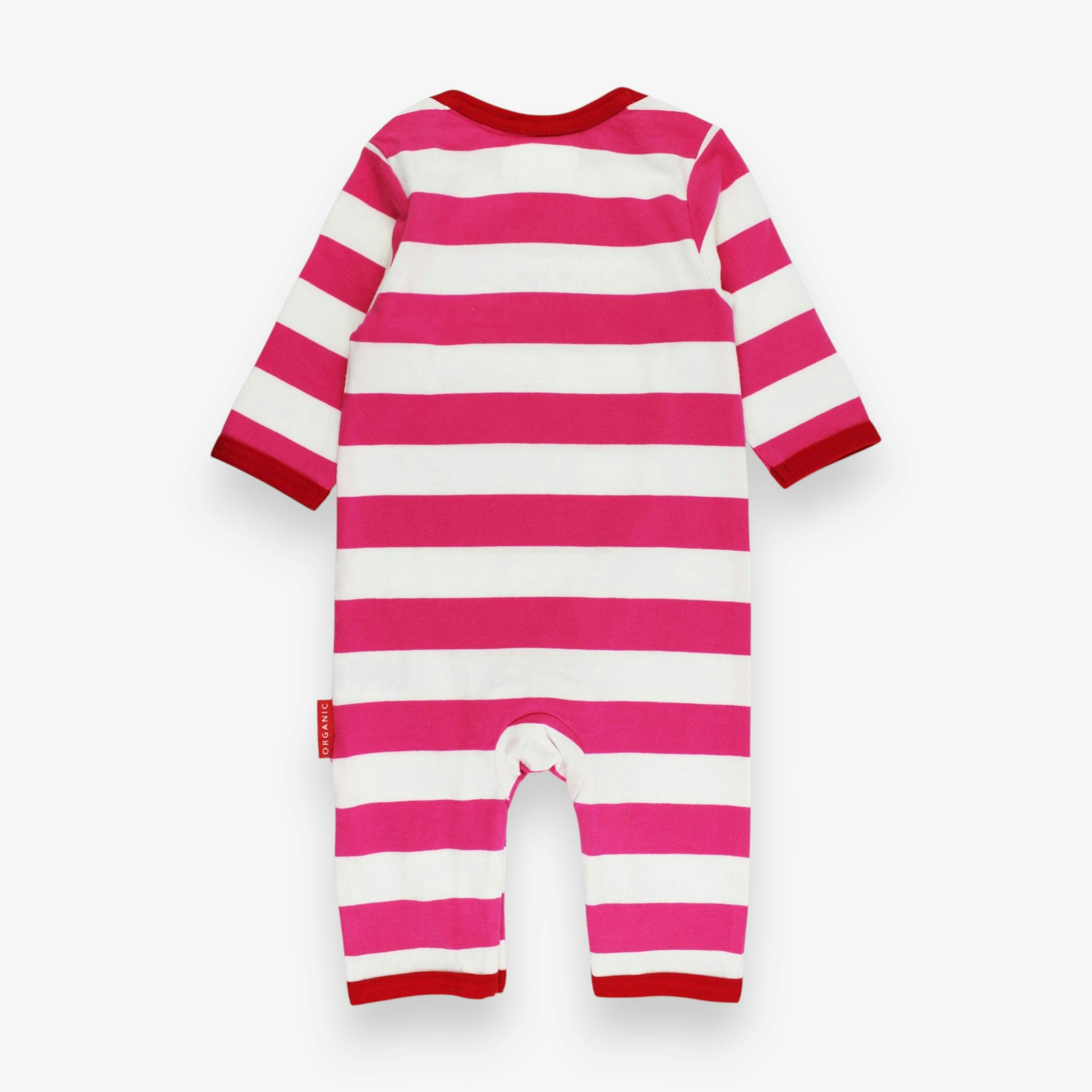 Organic Sister Applique Pink Stripe Sleepsuit , view 3 of 3