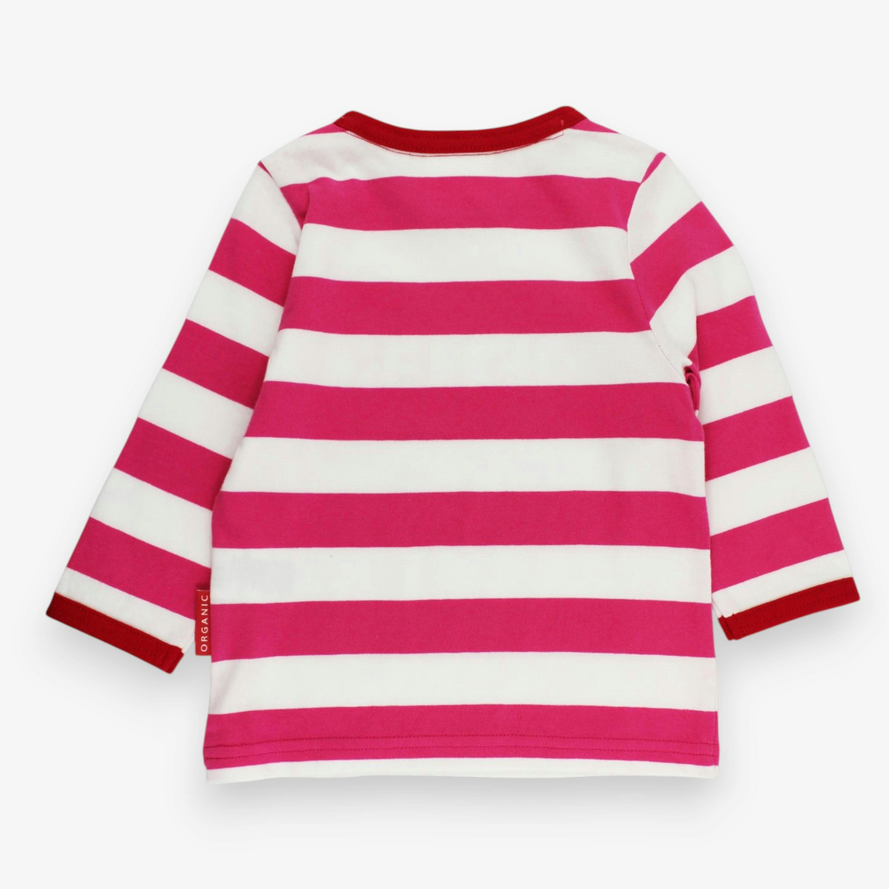 Organic Pink Stripe Sister Applique Long-Sleeved T-Shirt , view 3 of 3