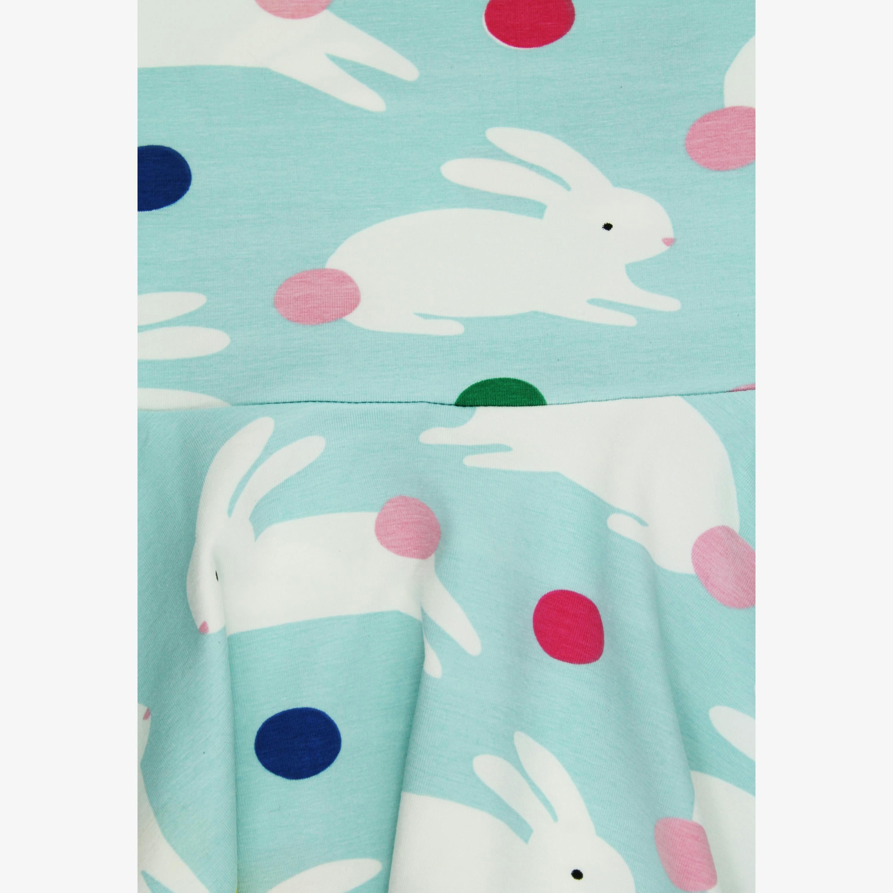 Organic Bunny Hop Print Short-Sleeved Skater Dress , view 2 of 3