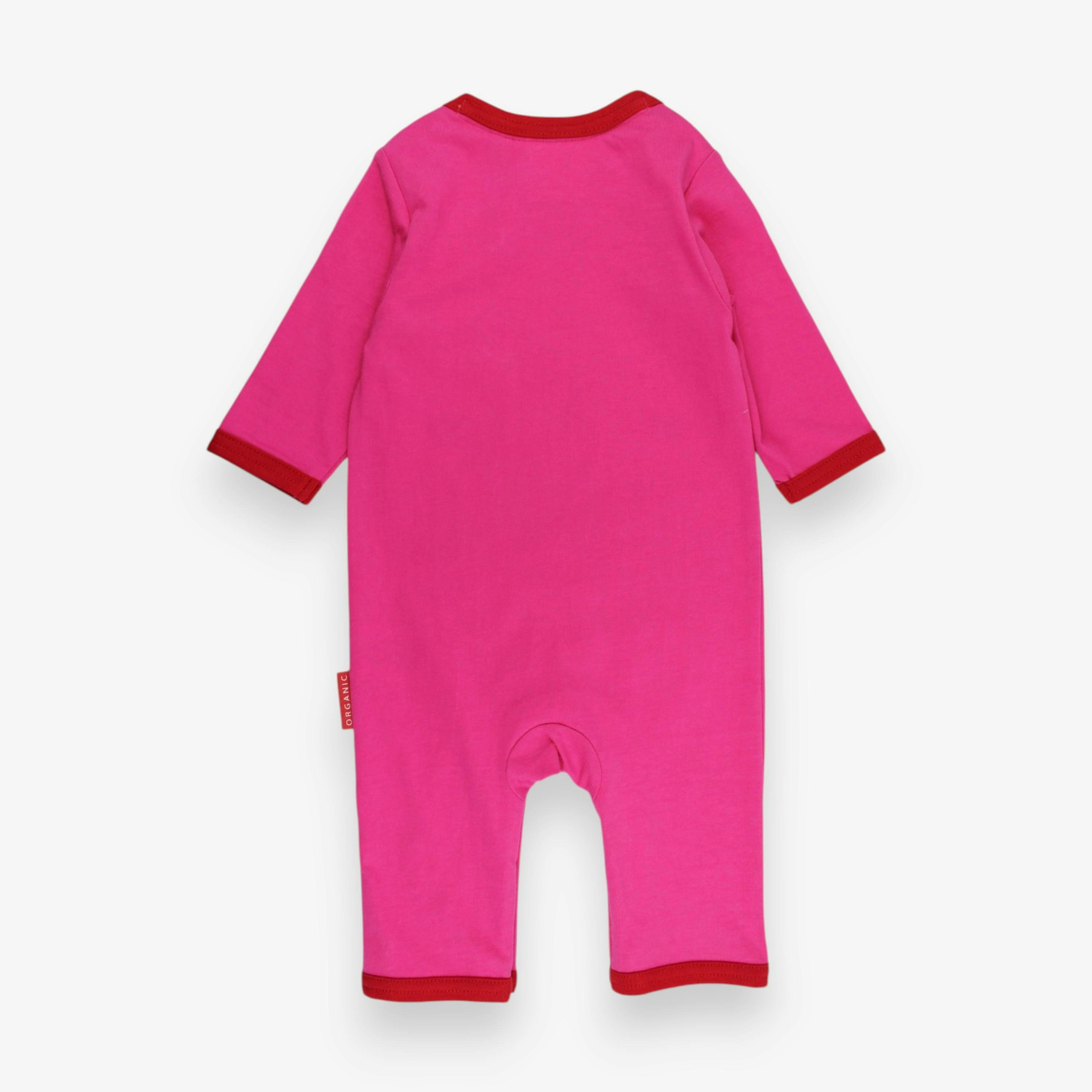 Organic Bunny Hop Applique Pink Sleepsuit , view 3 of 3