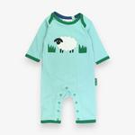 Toby Tiger                             Organic Sheep Applique Blue Sleepsuit