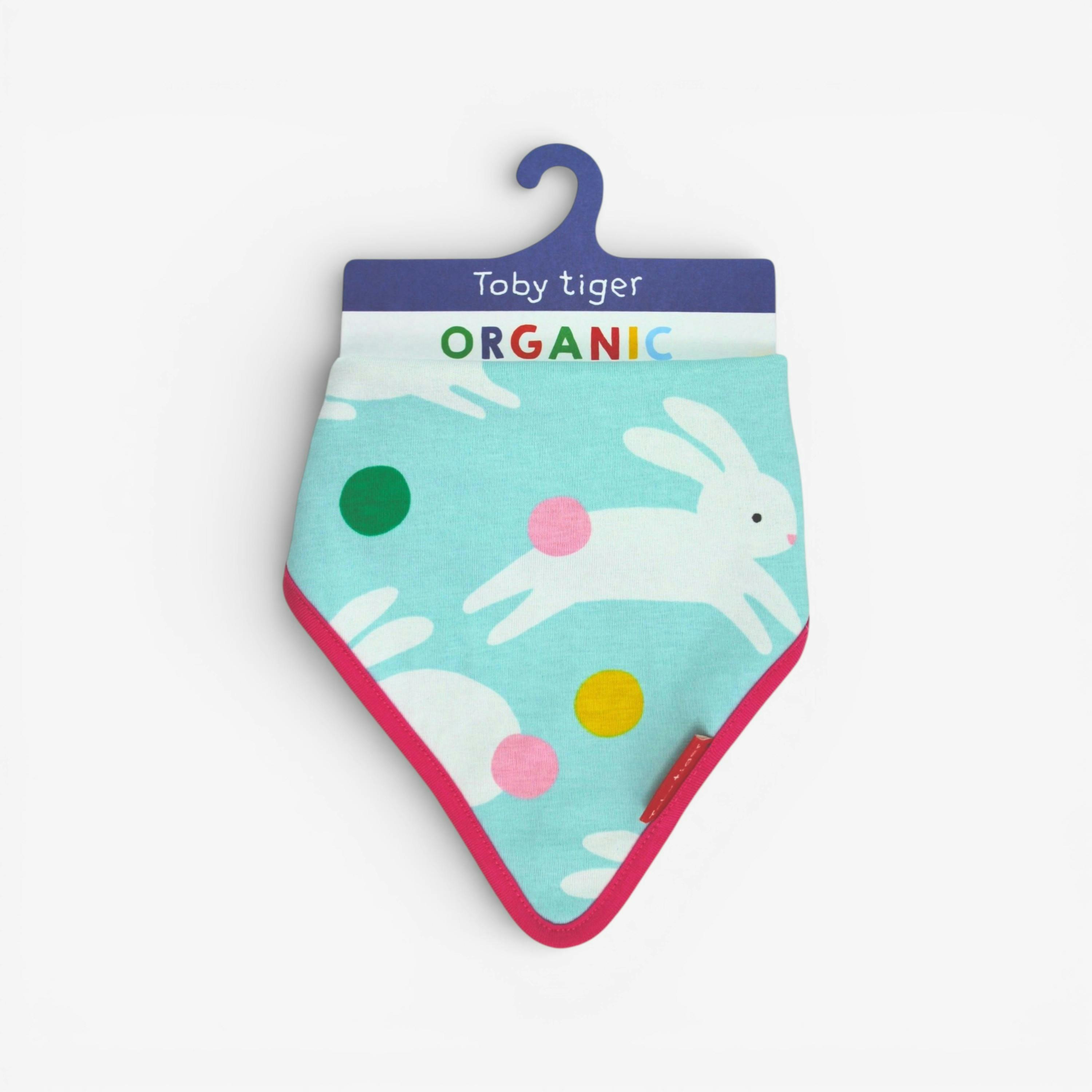 Organic Bunny Hop Print Dribble Bib , view 1 of 3